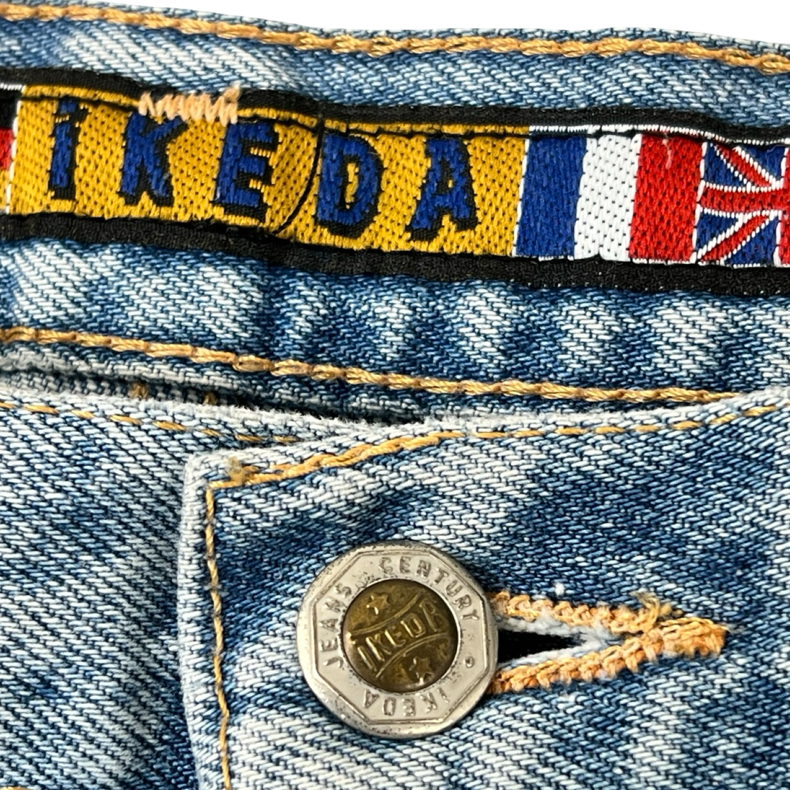 (W) Vintage Ikeda Baggy Tapered Leg Light Wash Denim Jeans