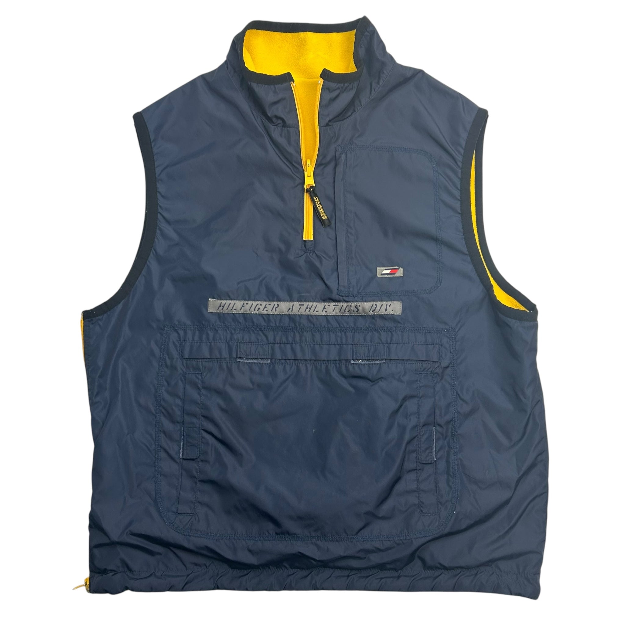 Vintage Tommy Athletics Reversible Fleece Vest Yellow