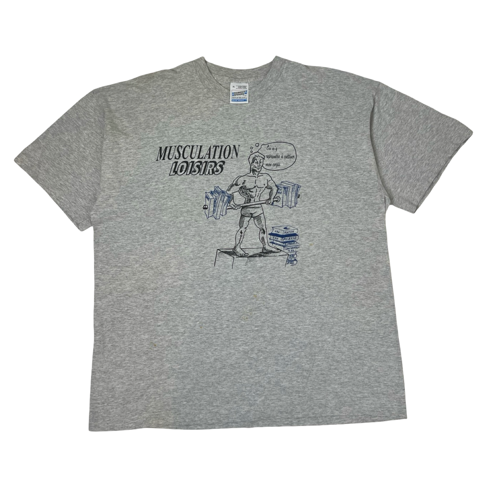 Vintage Musculation Loisirs Body Building T-Shirt Grey