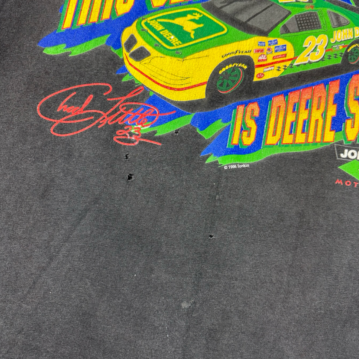 1996 John Deere NASCAR Promo T-Shirt Faded Black