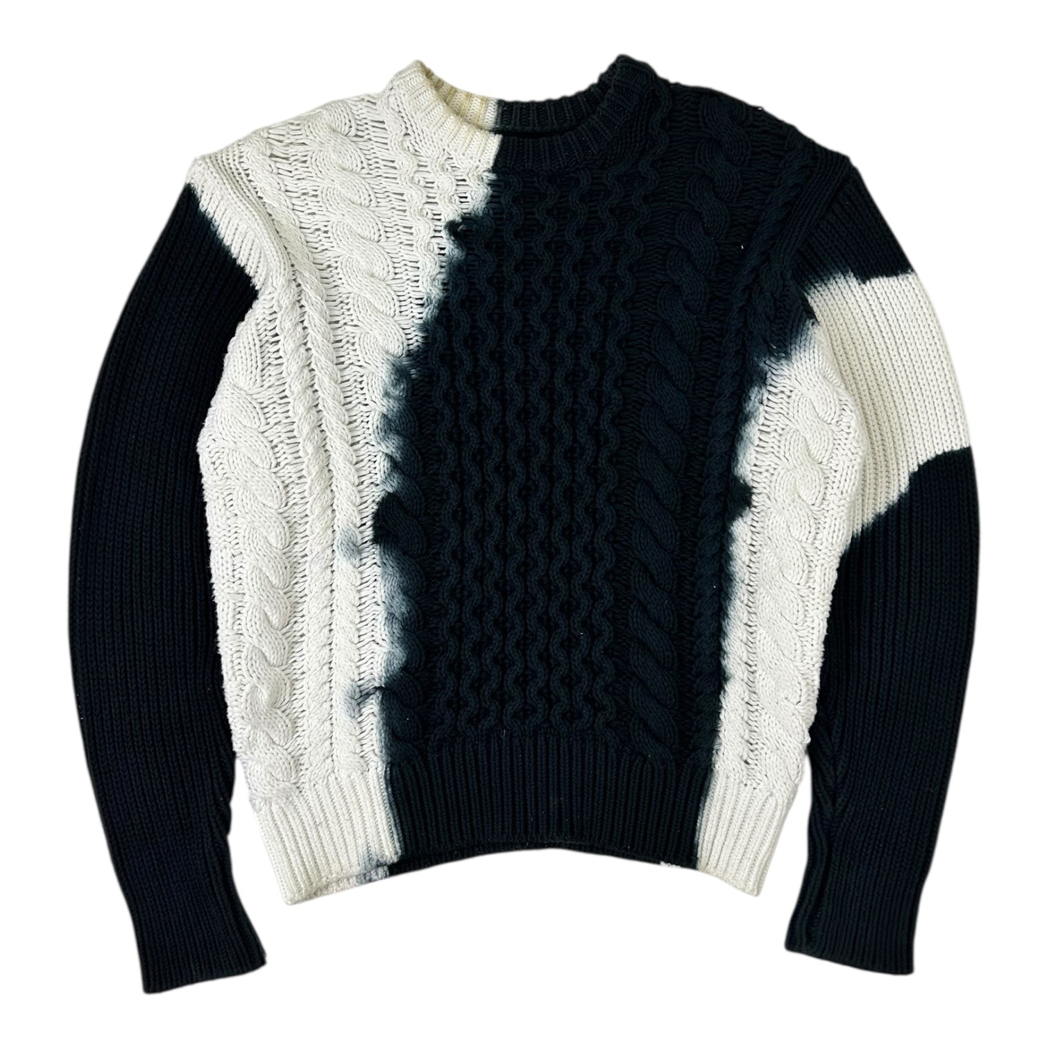 Stussy Tie Dye Fisherman Sweater Black/White