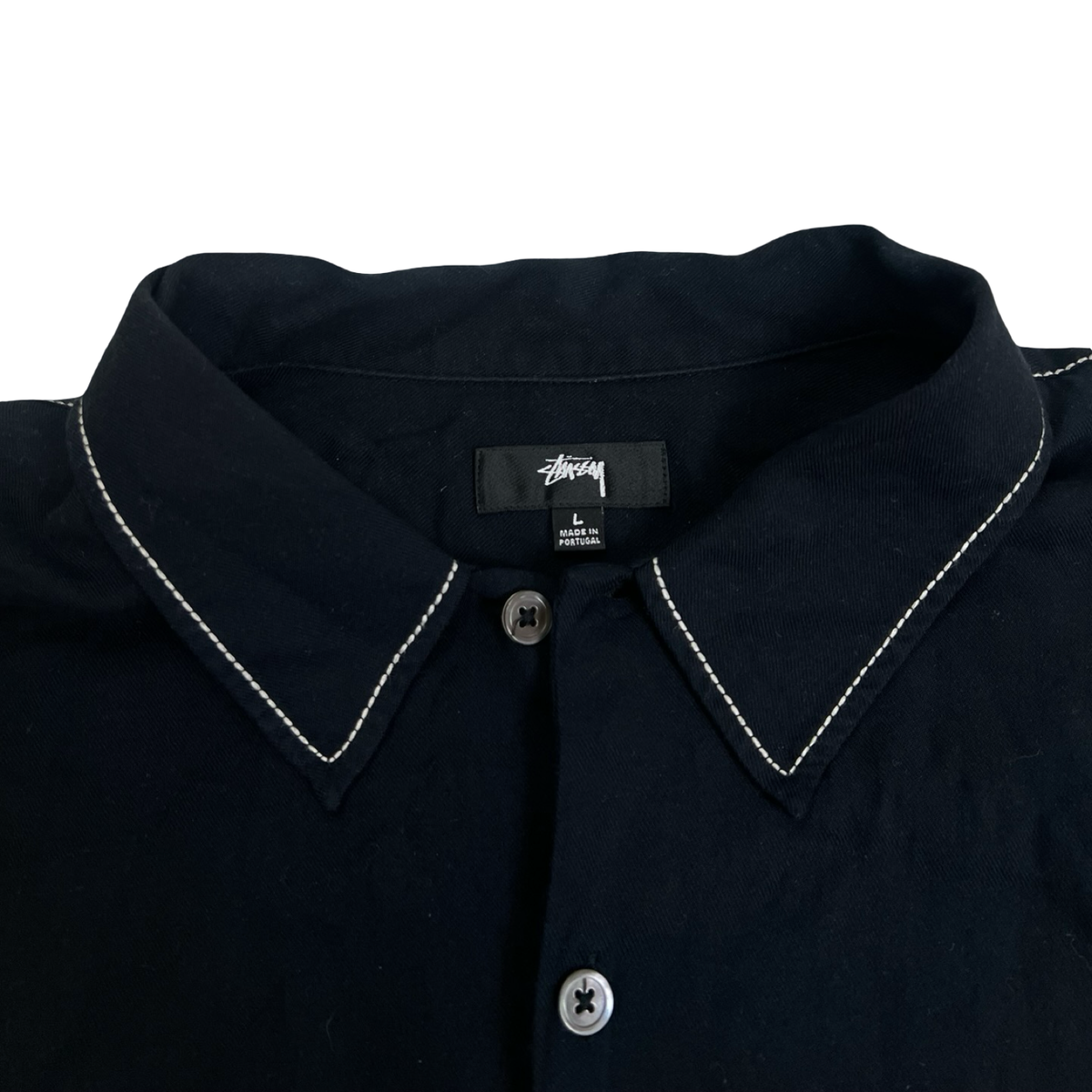 Stüssy Contrast Pick Stitched Button Up Black
