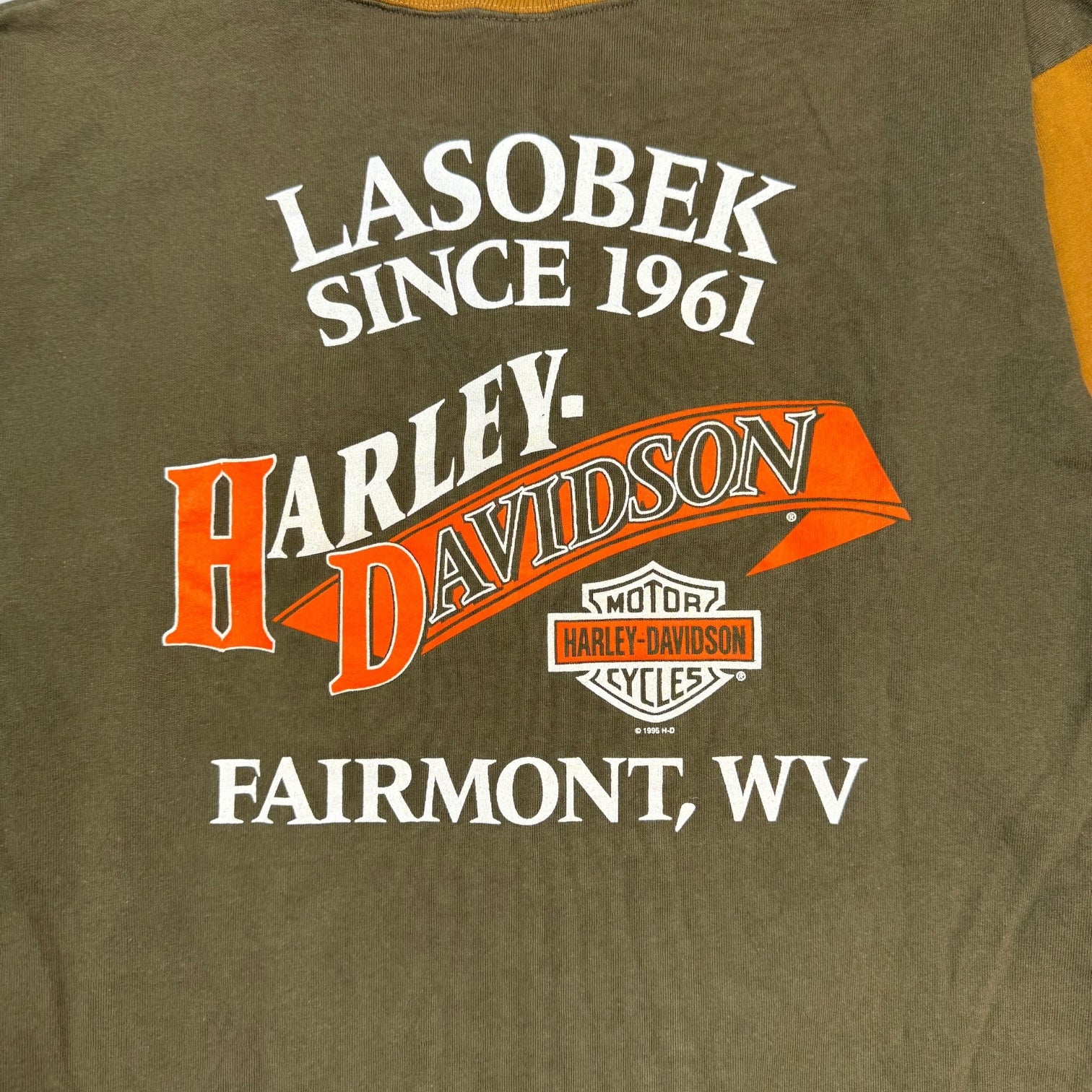 1995 Harley Davidson Henley 3/4 Sleeve Tee Brown