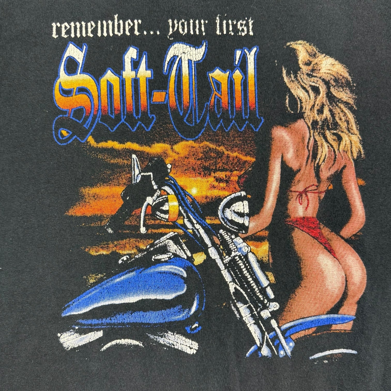 Vintage Soft Tail Bike Tee Black