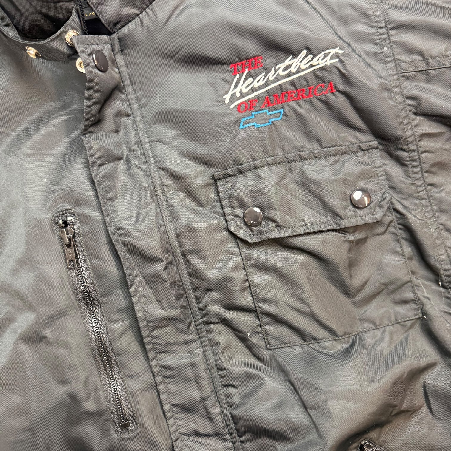 Vintage Chevrolet ‘The Heartbeat Of America’ Bomber Jacket Black