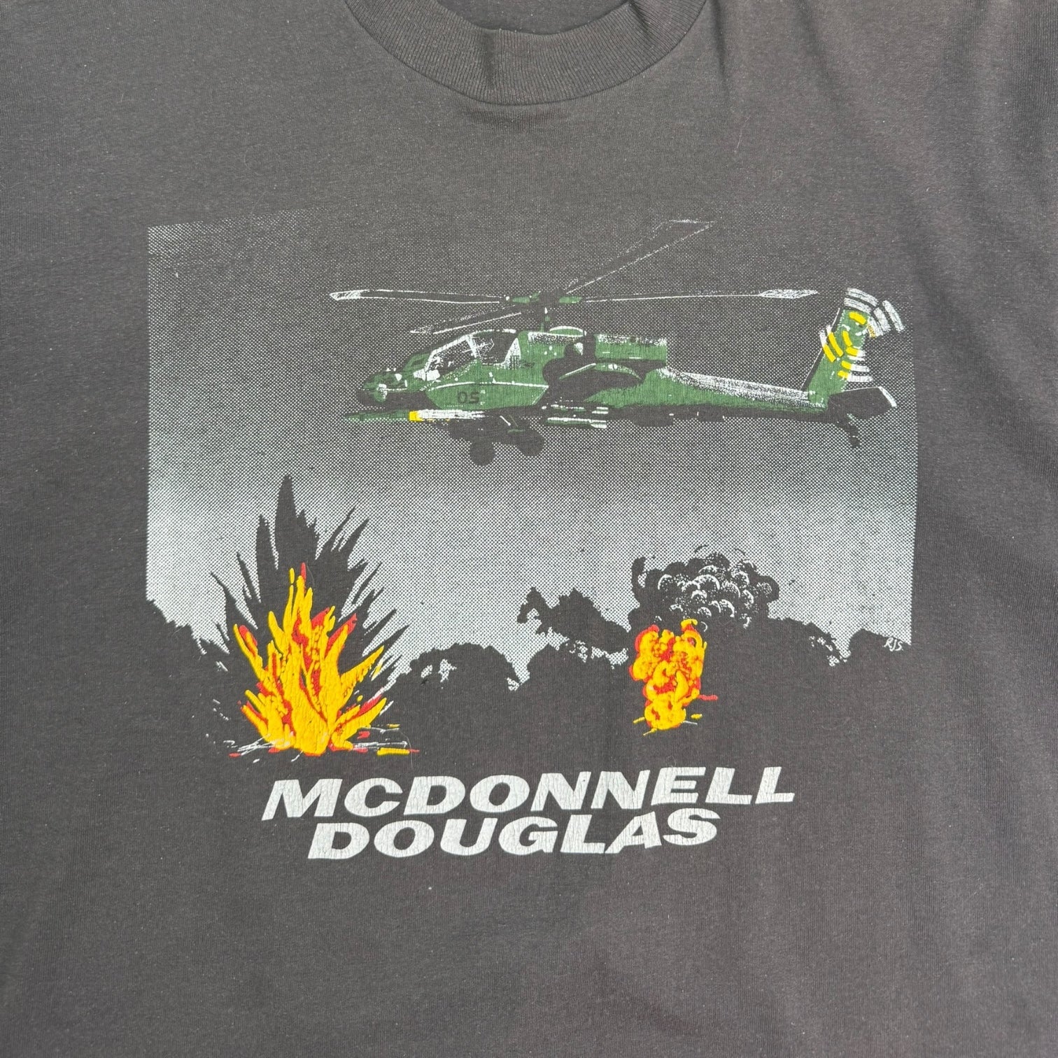 Vintage Apache Helicopter McDonnell Douglas T-Shirt Black