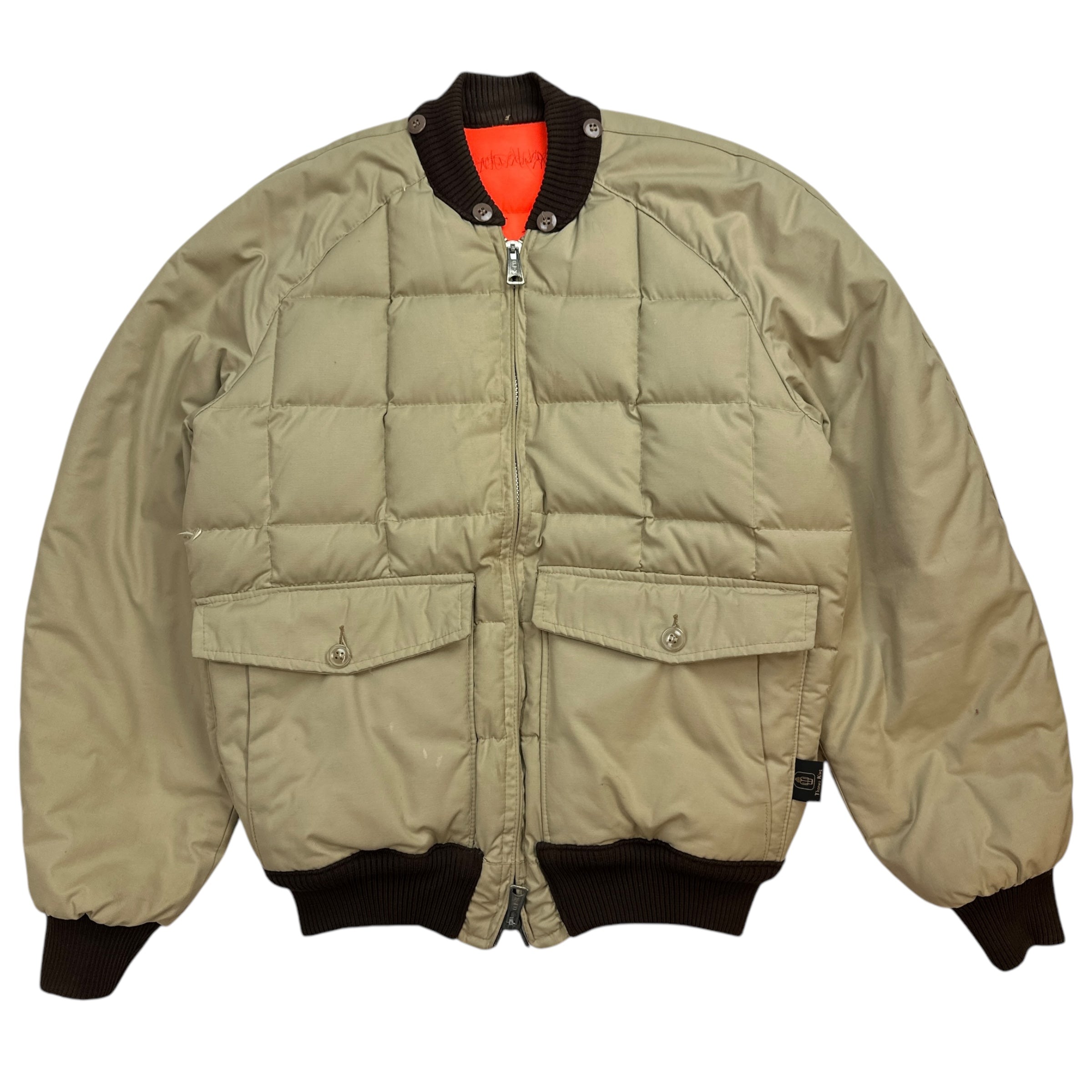 Vintage Reversible Down Bomber Jacket Khaki/ Orange