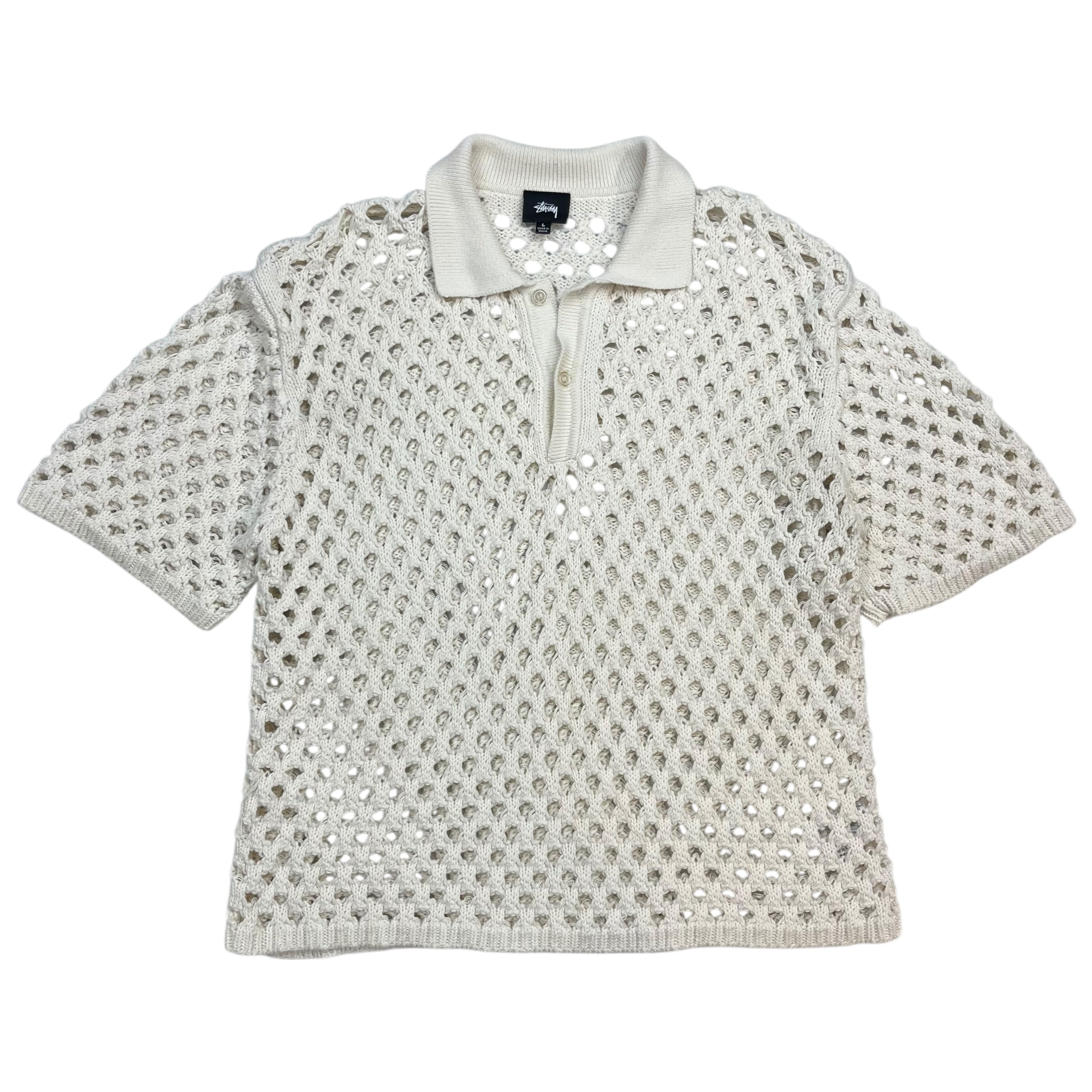 Stussy Mesh Polo Shirt White