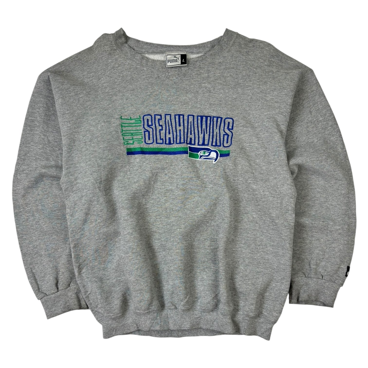 Vintage Seattle Seahawks Embroidered Crewneck Grey