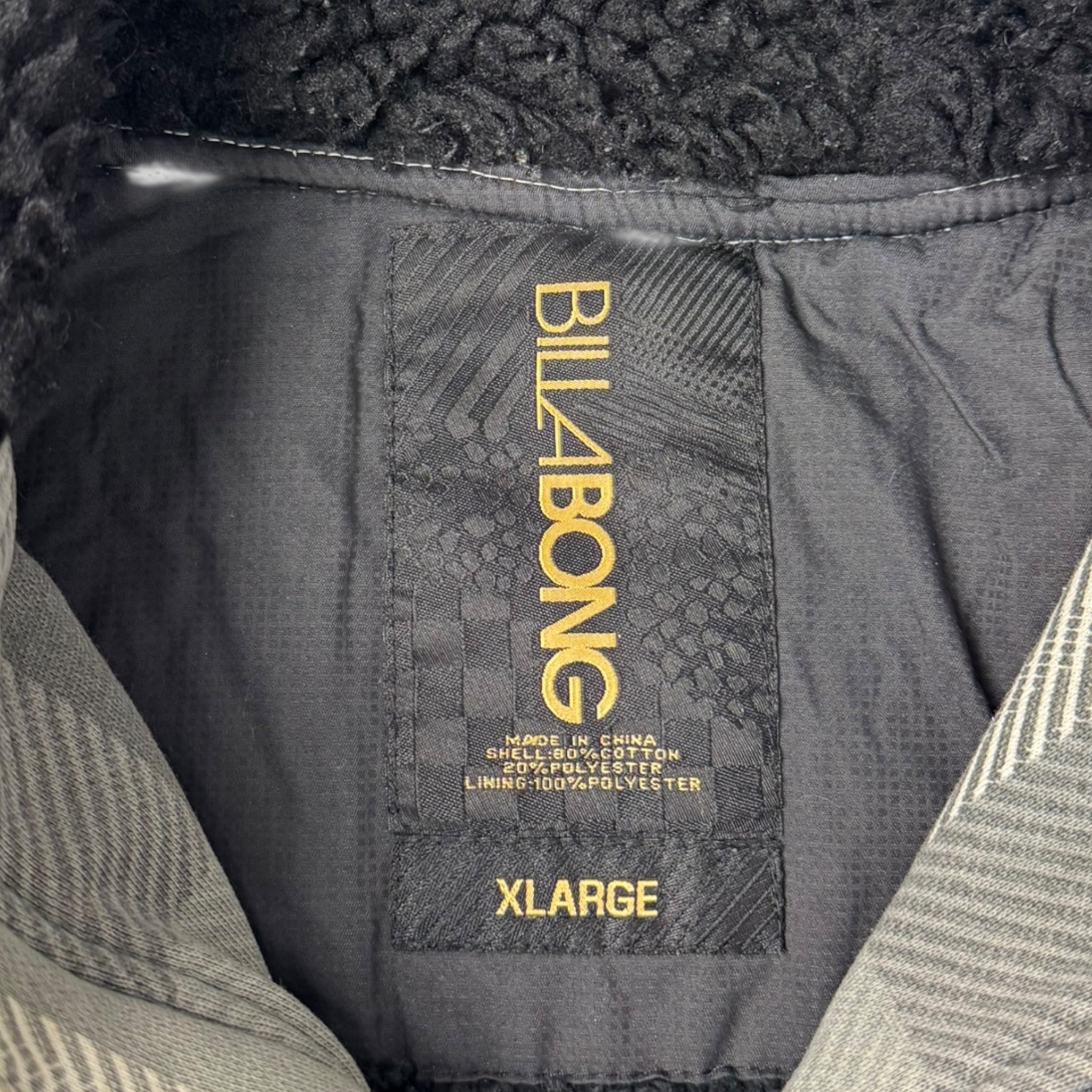 Vintage Y2K Billabong Sherpa Lined Plaid Hoodie