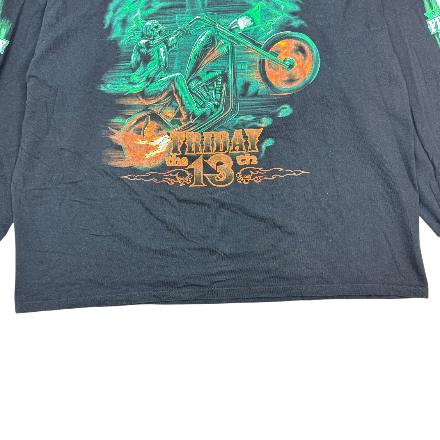 Vintage Friday The 13th On The Fridge Biker L/S Tee Black