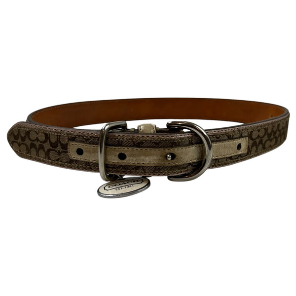 Coach Jacquard Dog Collar Brown