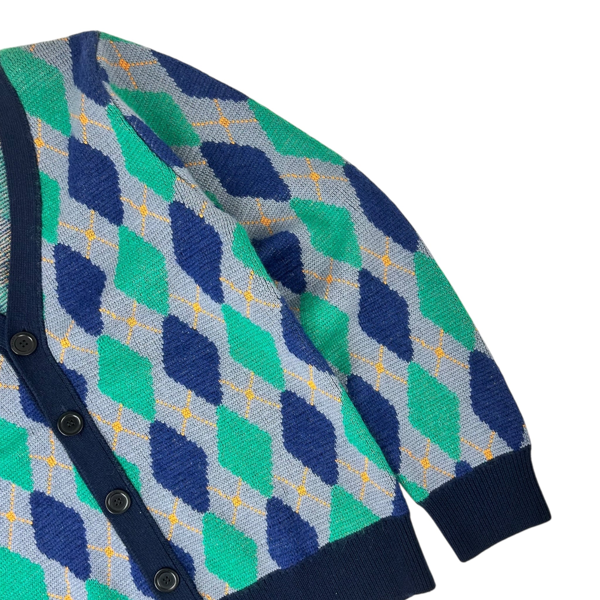 WALES BONNER Argyle Wool-trimmed Mohair-blend Cardigan Blue