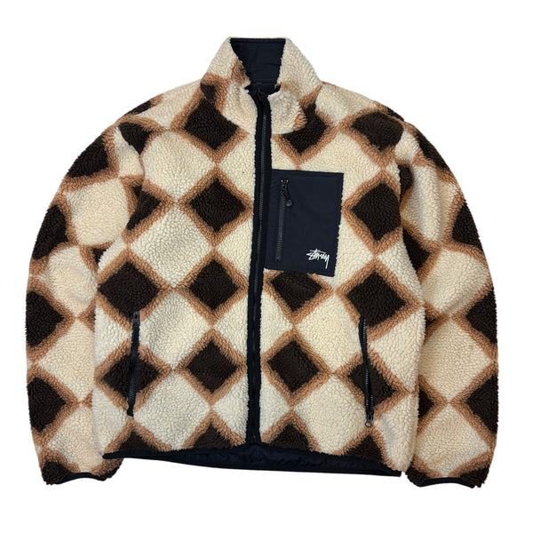 Stussy Sherpa Reversible Diamond Jacket Tan