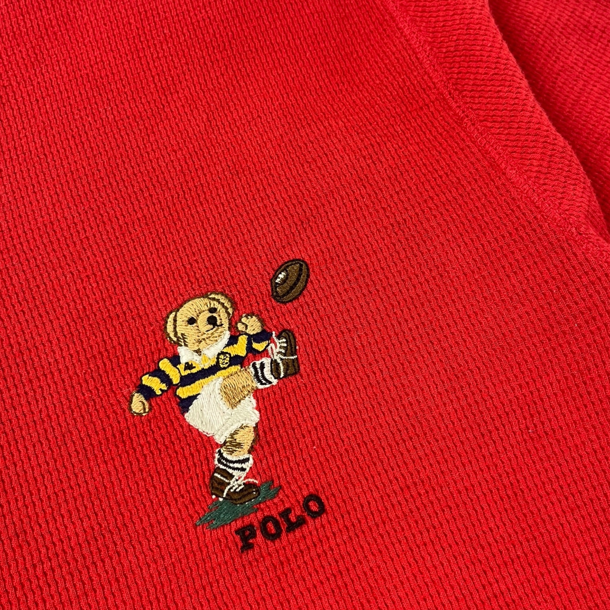 Polo Ralph Lauren Rugby Polo Bear Thermal Knit Red