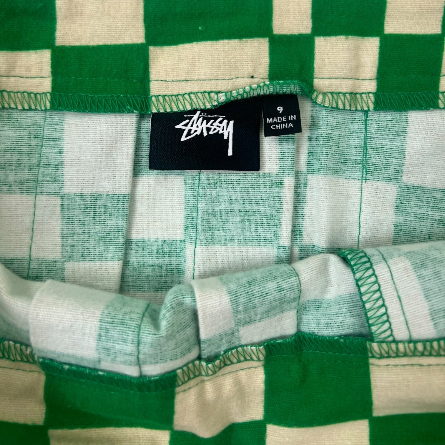 (W) Stussy Sabi Checker Pleated Skirt Green