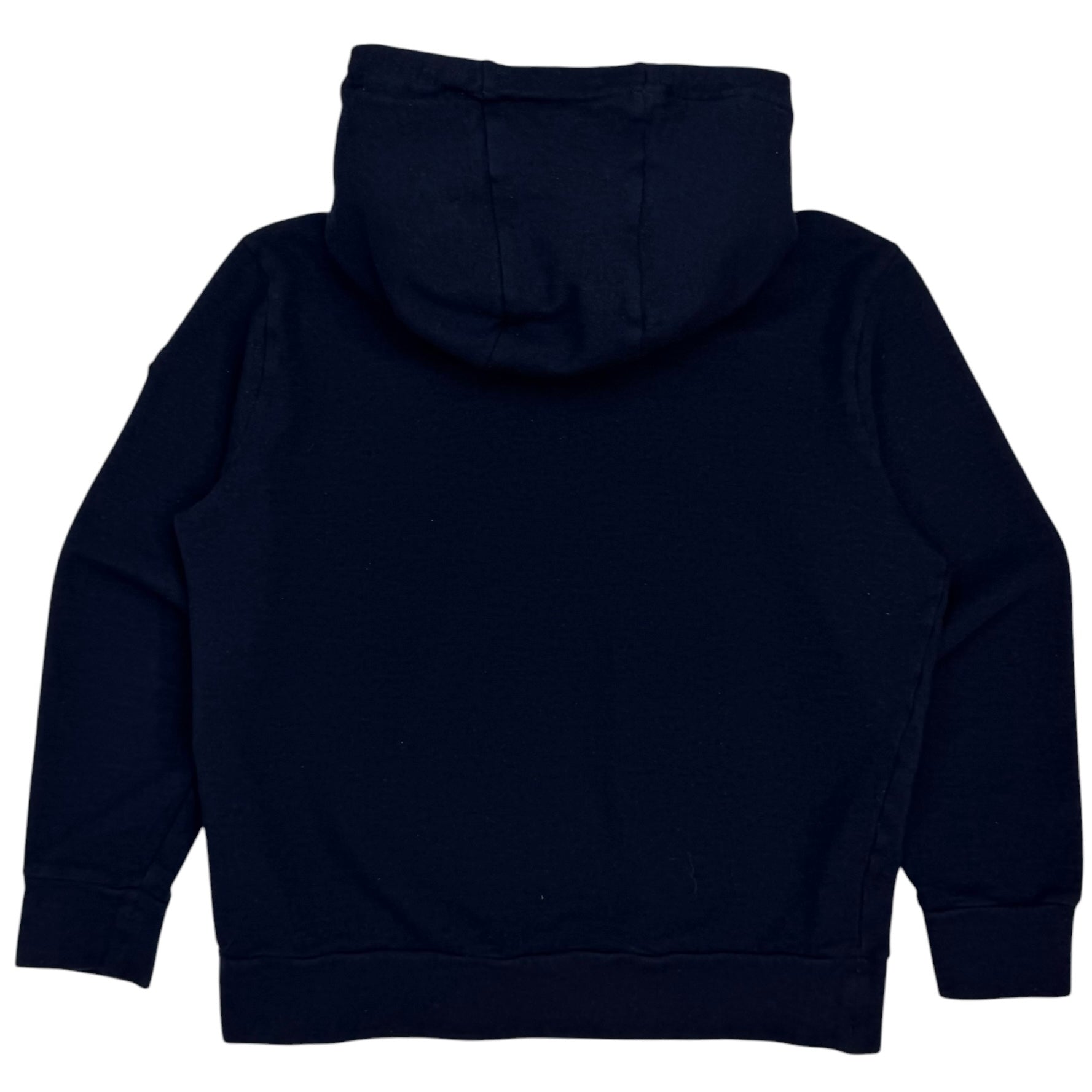Moncler Leather Logo Cotton Blend Hoodie Navy