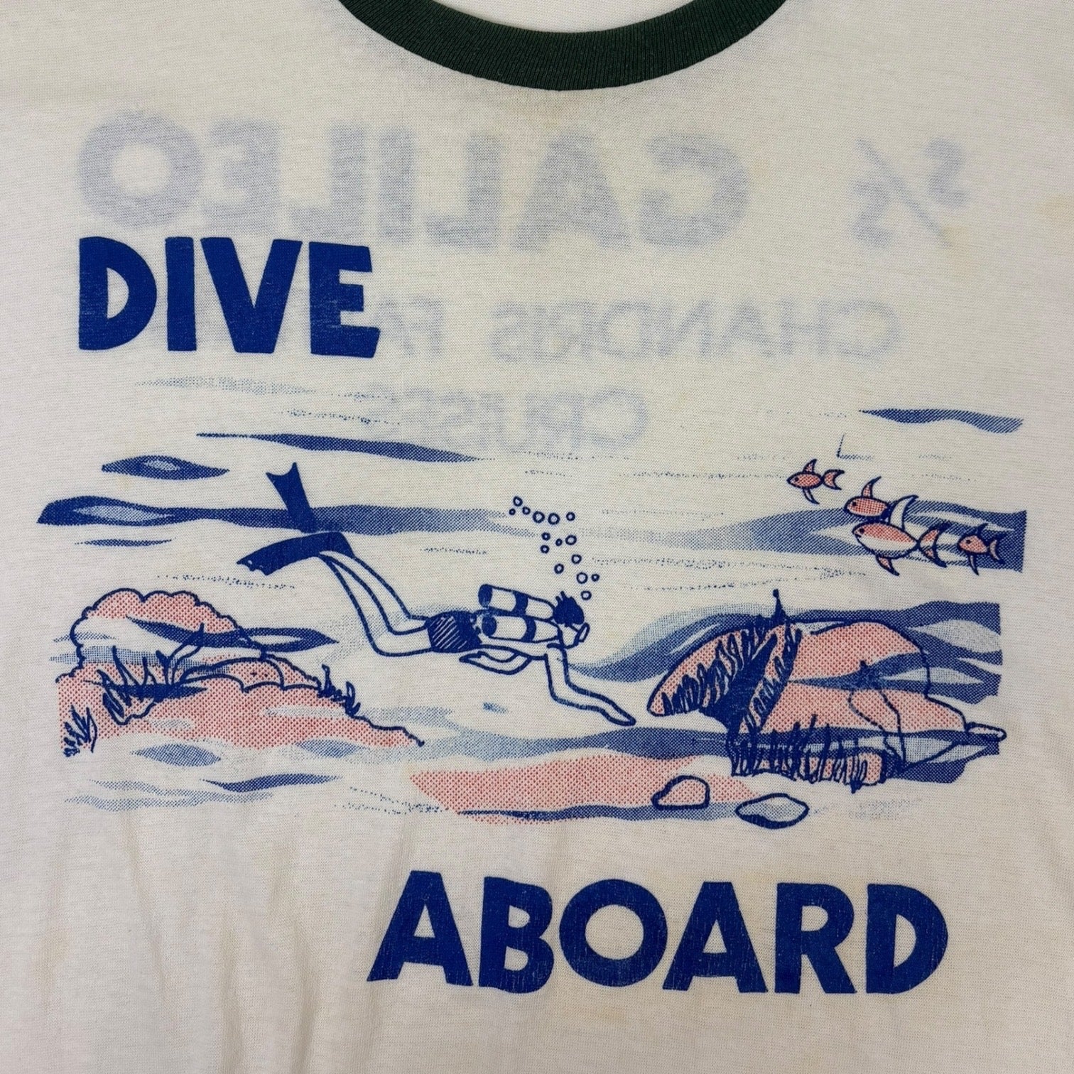 Vintage Ringer “Dive Aboard” Chandris Fantasy Cruises T-Shirt White