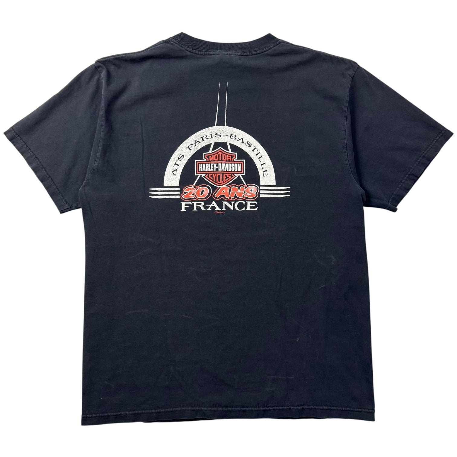 Vintage Harley Davidson Of Paris France Tee Black
