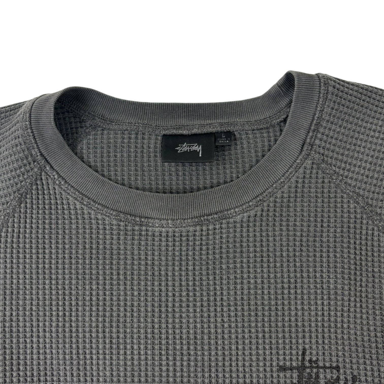 Stussy Raglan Thermal Long Sleeve Washed Black