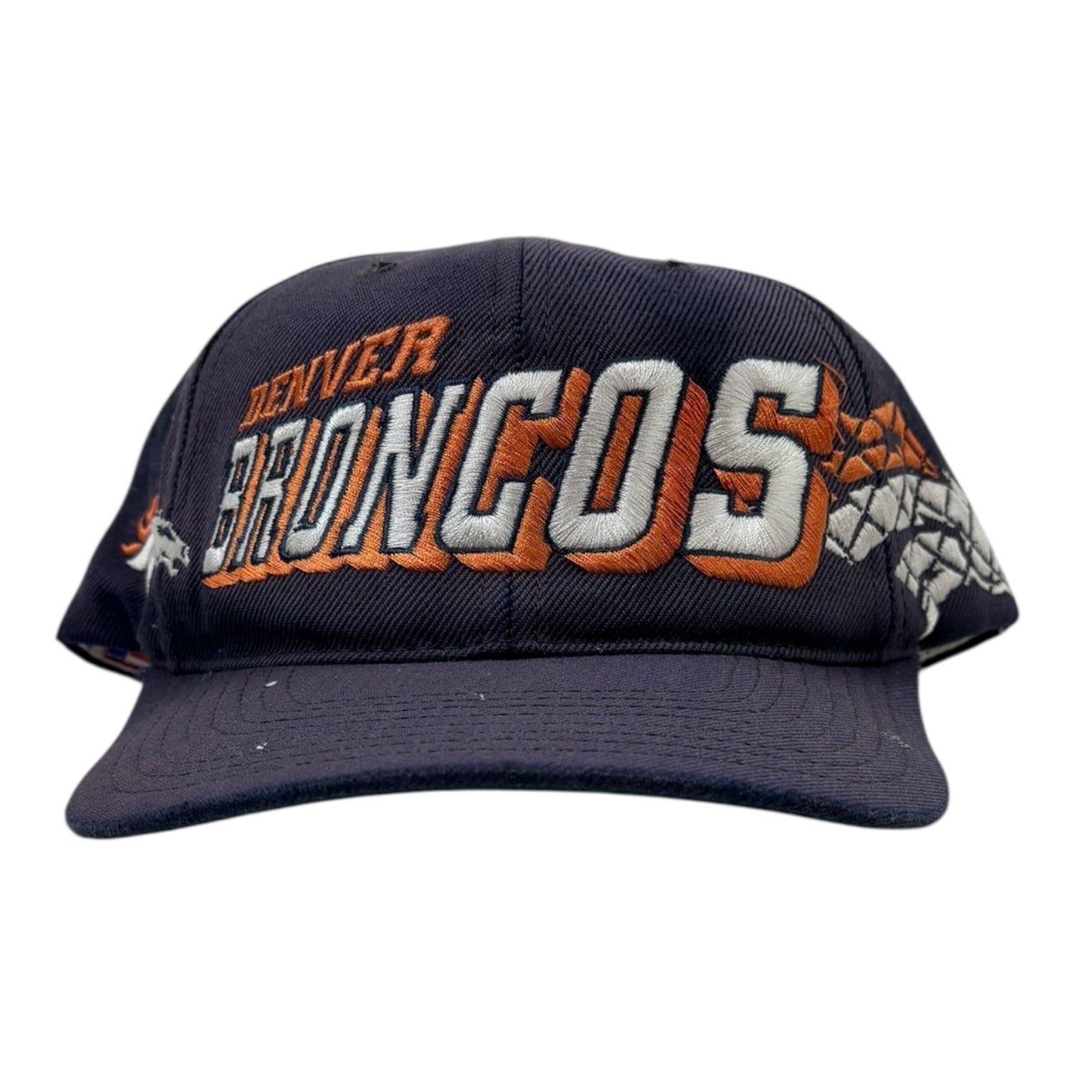 Vintage Denver Broncos Snapback Hat Navy