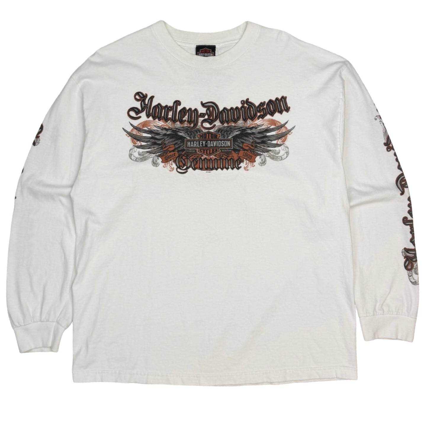 Vintage Harley Davidson Old English Longsleeve White