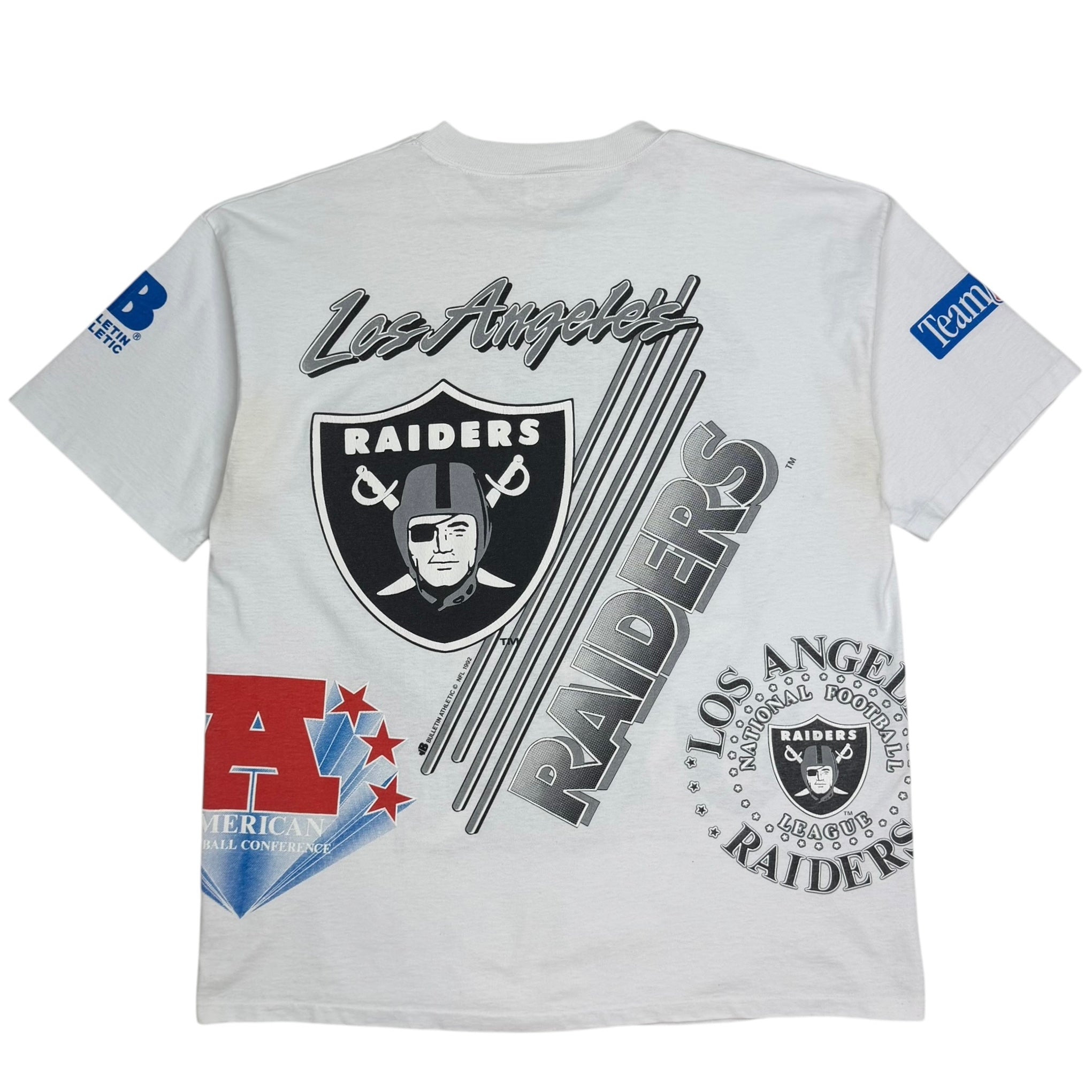 1992 Los Angeles Raiders NFL All Over Print Logo Tee White
