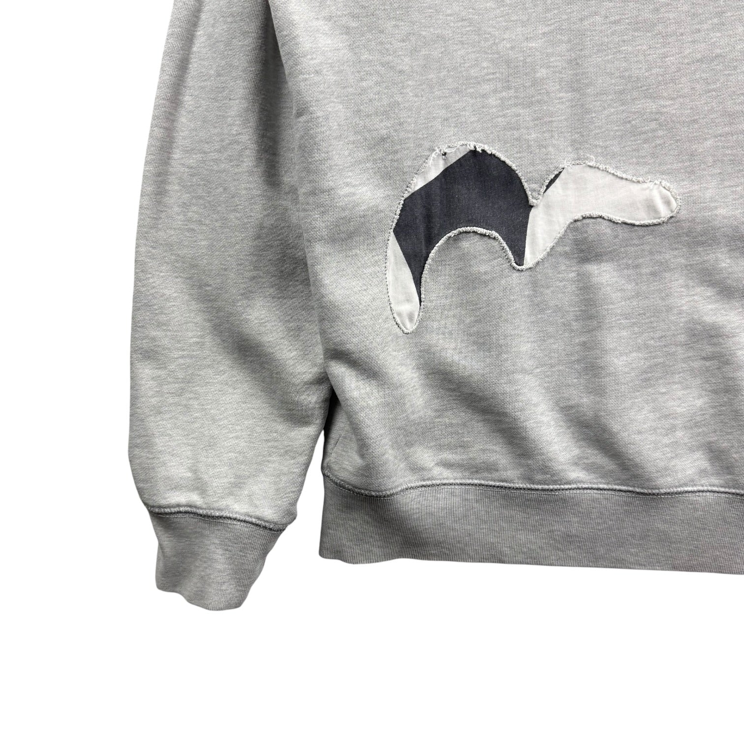 Evisu Distressed Patchwork Logos Crewneck Grey