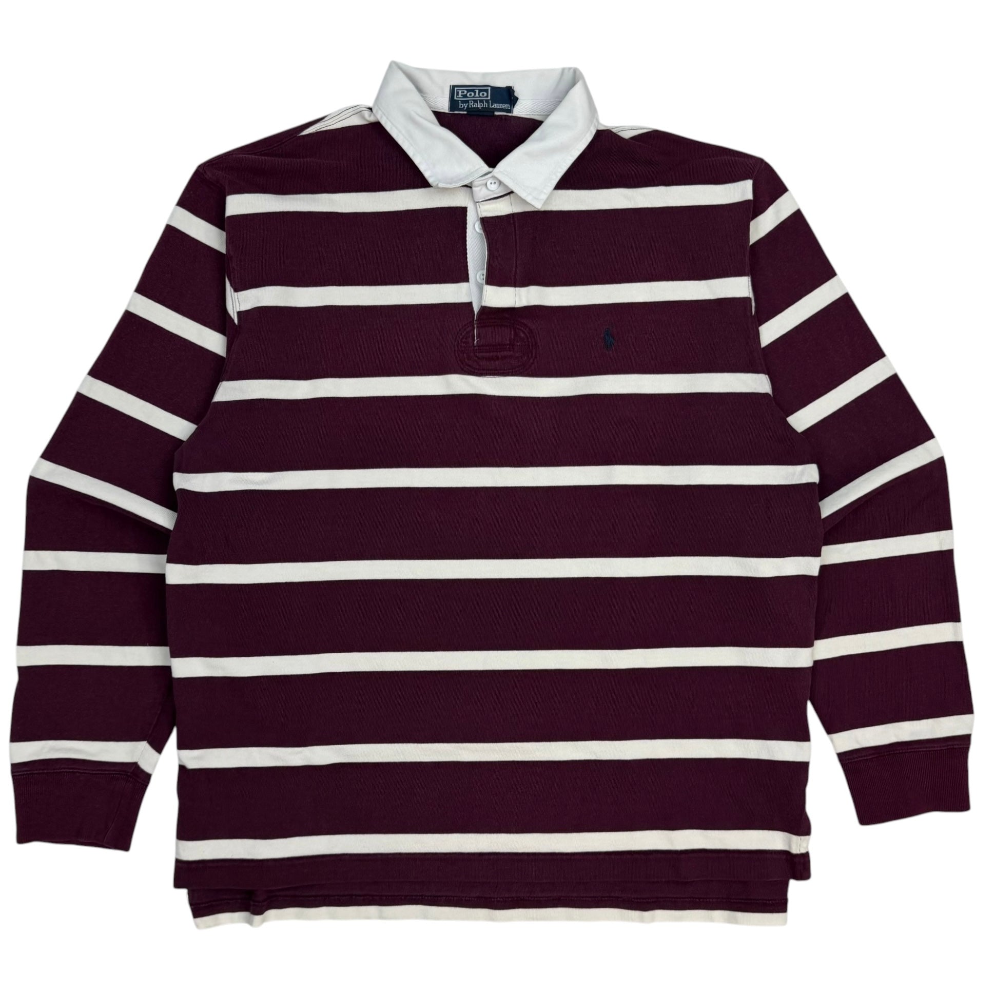 Vintage Polo Ralph Lauren Striped Rugby Longsleeve Polo Burgundy