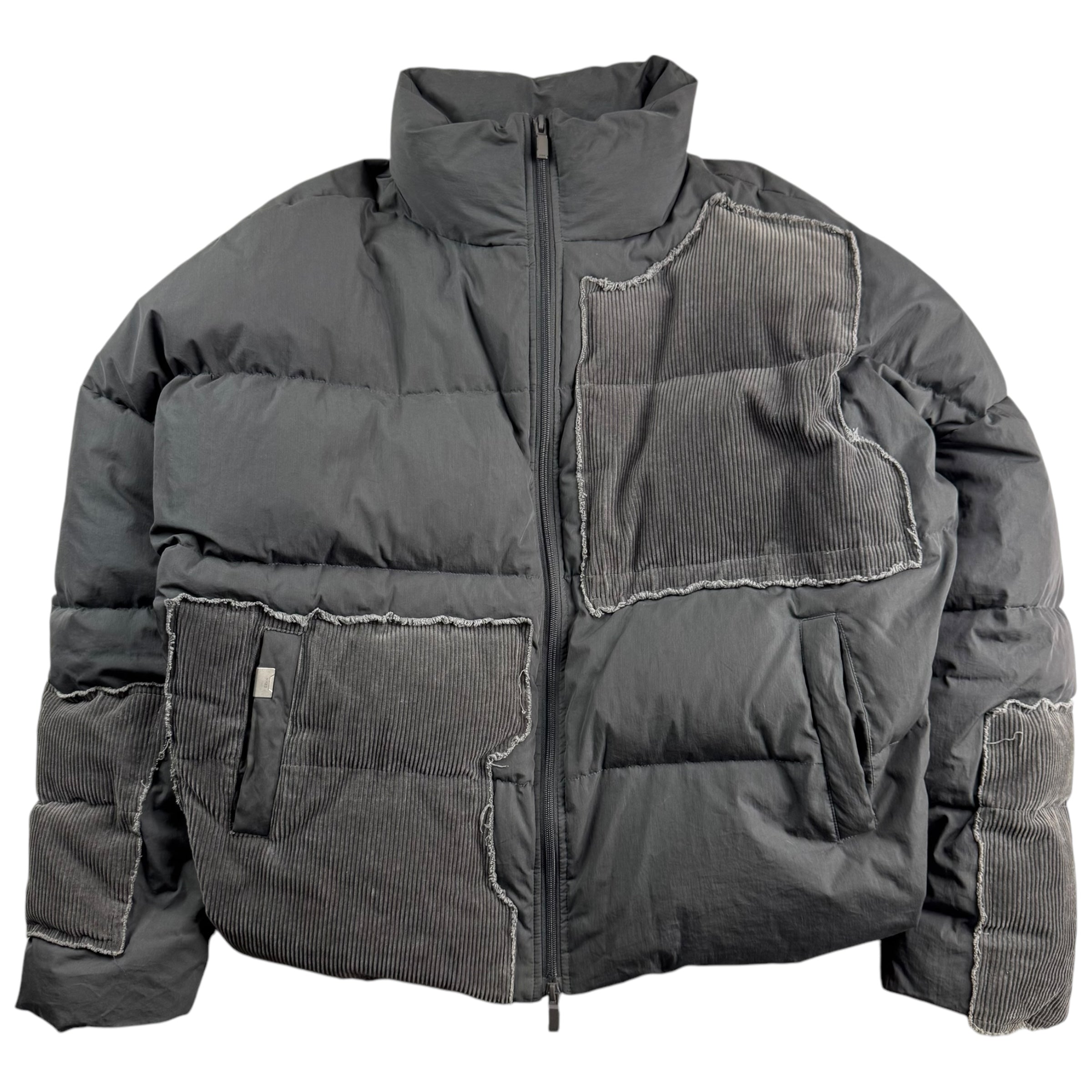 C2H4 Patchwork Down Puffer Jacket Washed Black
