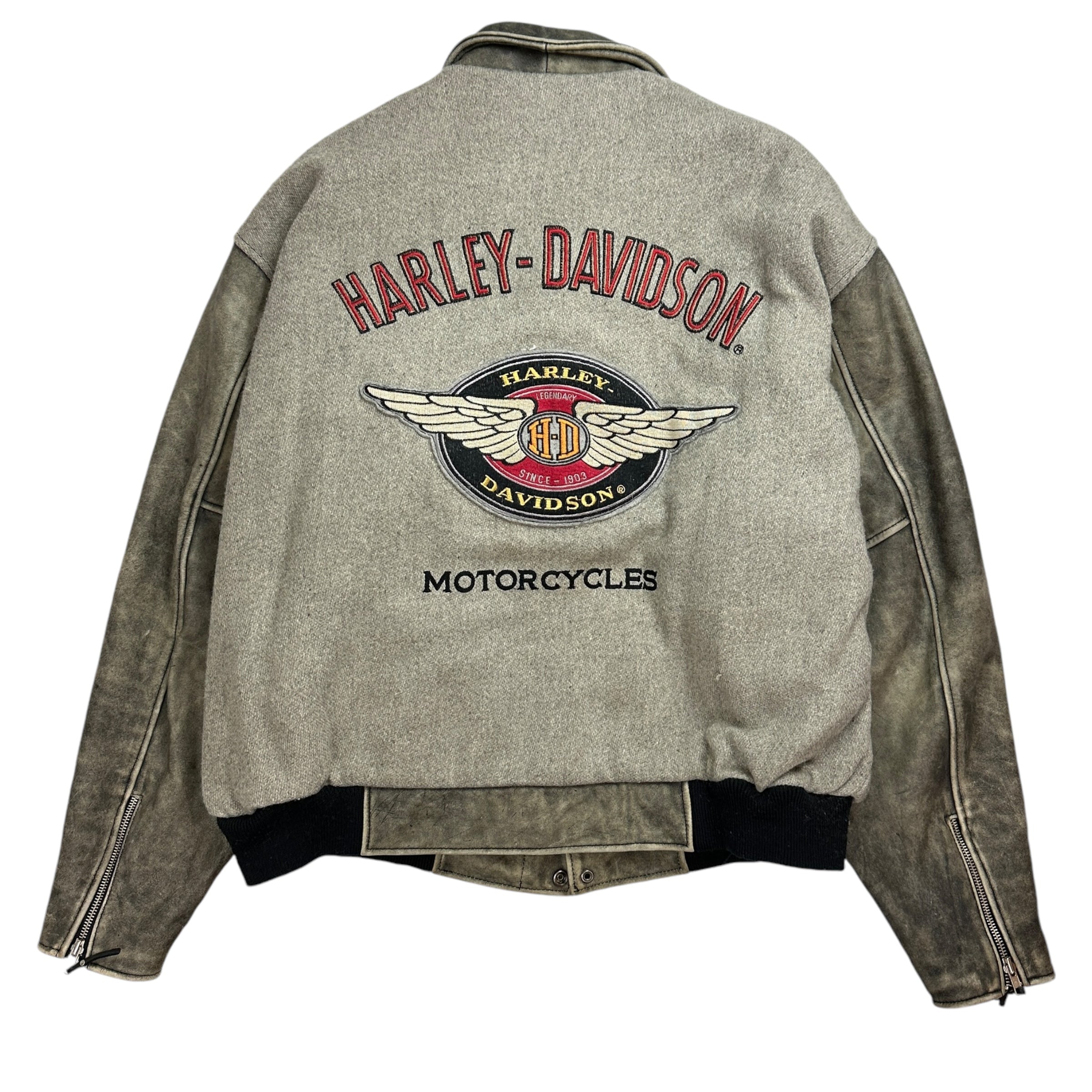 Vintage Harley Davidson Leather/ Tweed Bomber Jacket