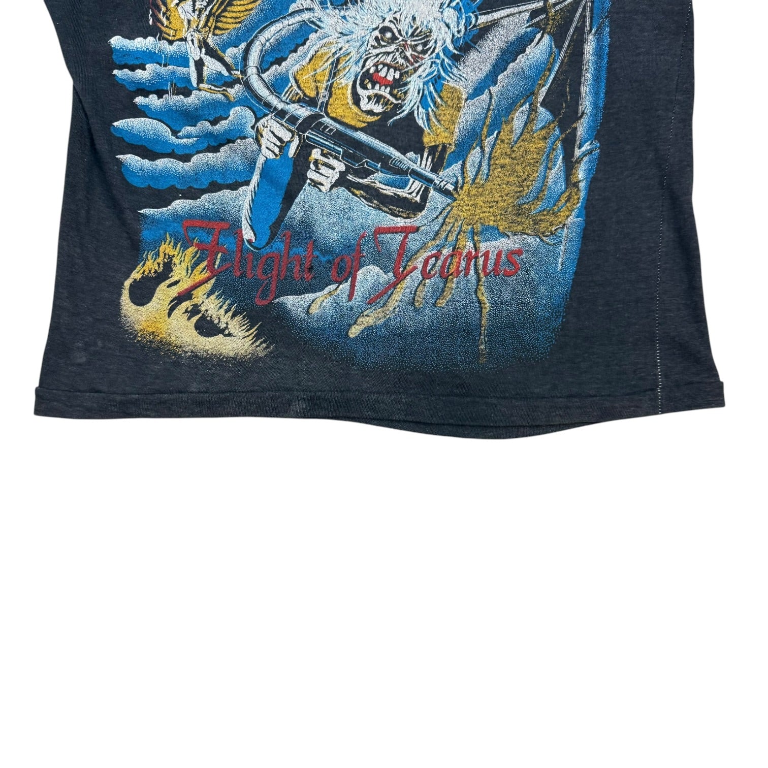 Vintage 80s Iron Maiden Flight Of Icarus Raglan Tee White/Black