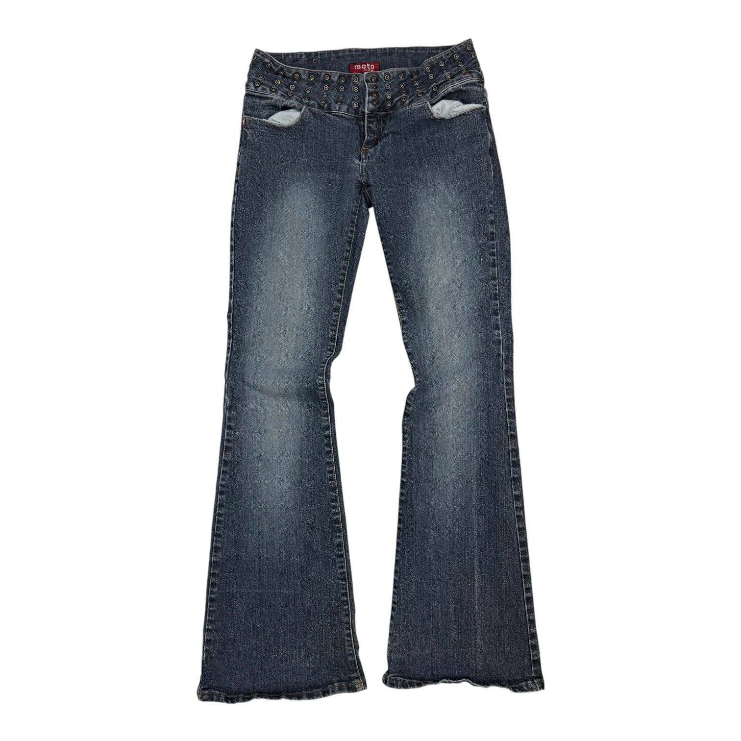 (W) Moto Brand Bell Bottom Denim Pants Dark Wash