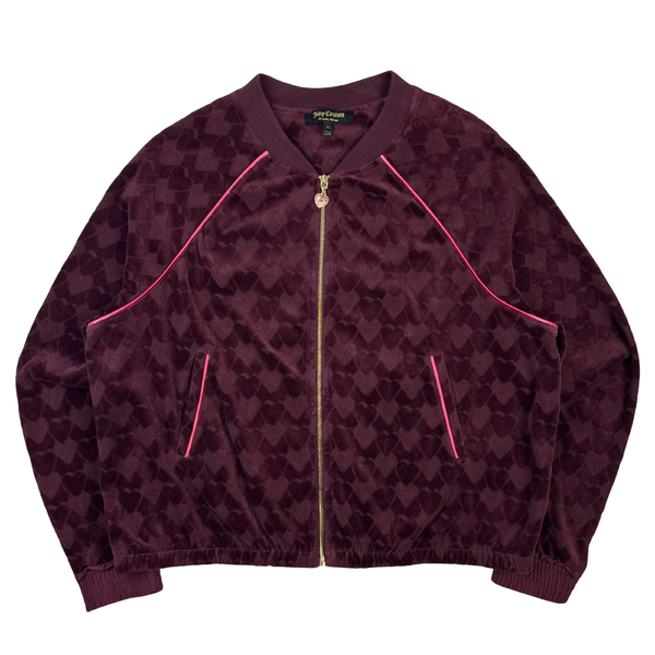 (W) Vintage Juicy Couture Hearts All Over Zip Up Track Sweatshirt