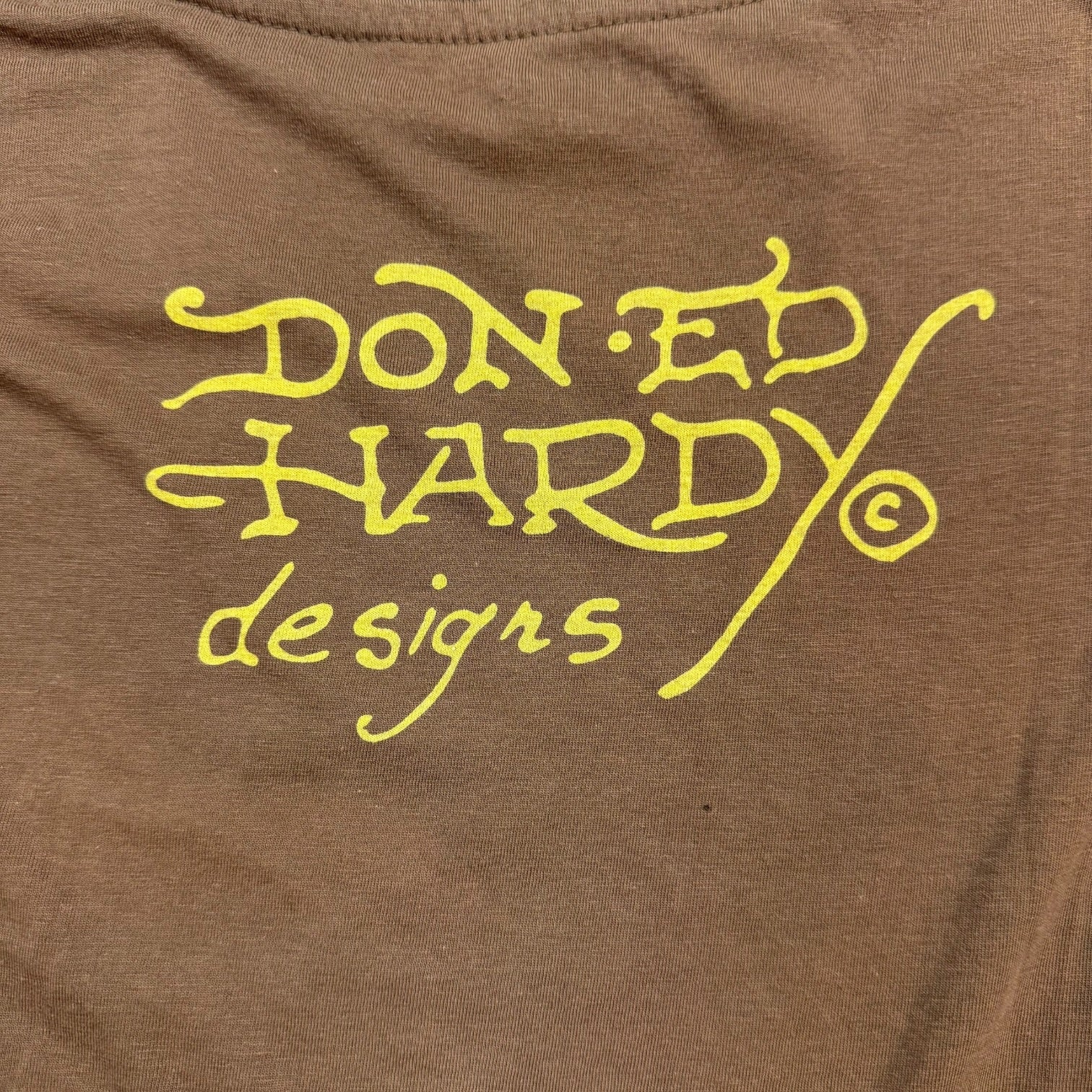 (W) Vintage Christian Audigier Ed Hardy Crop Top Brown