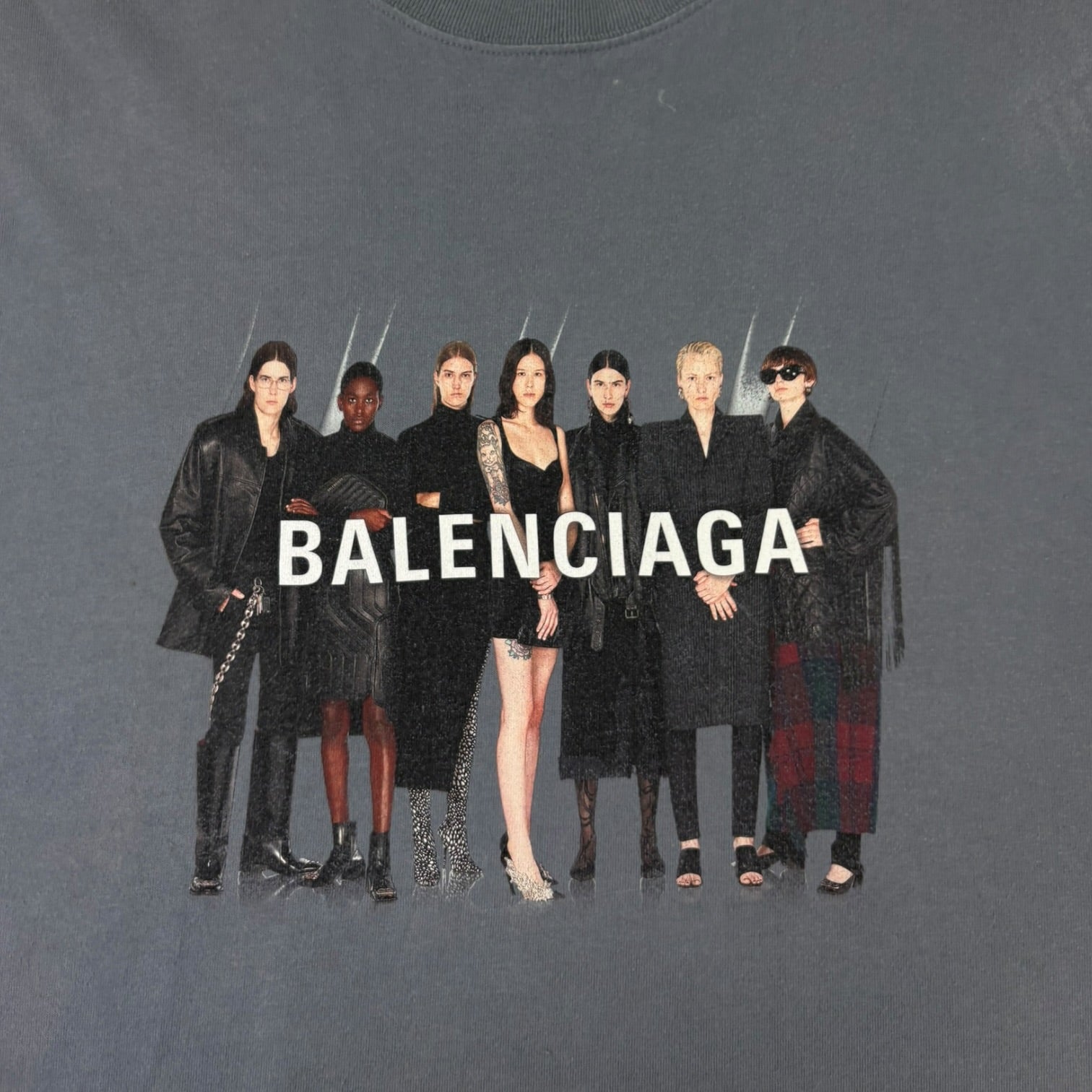 Balenciaga Band Portrait Washed Tee Grey
