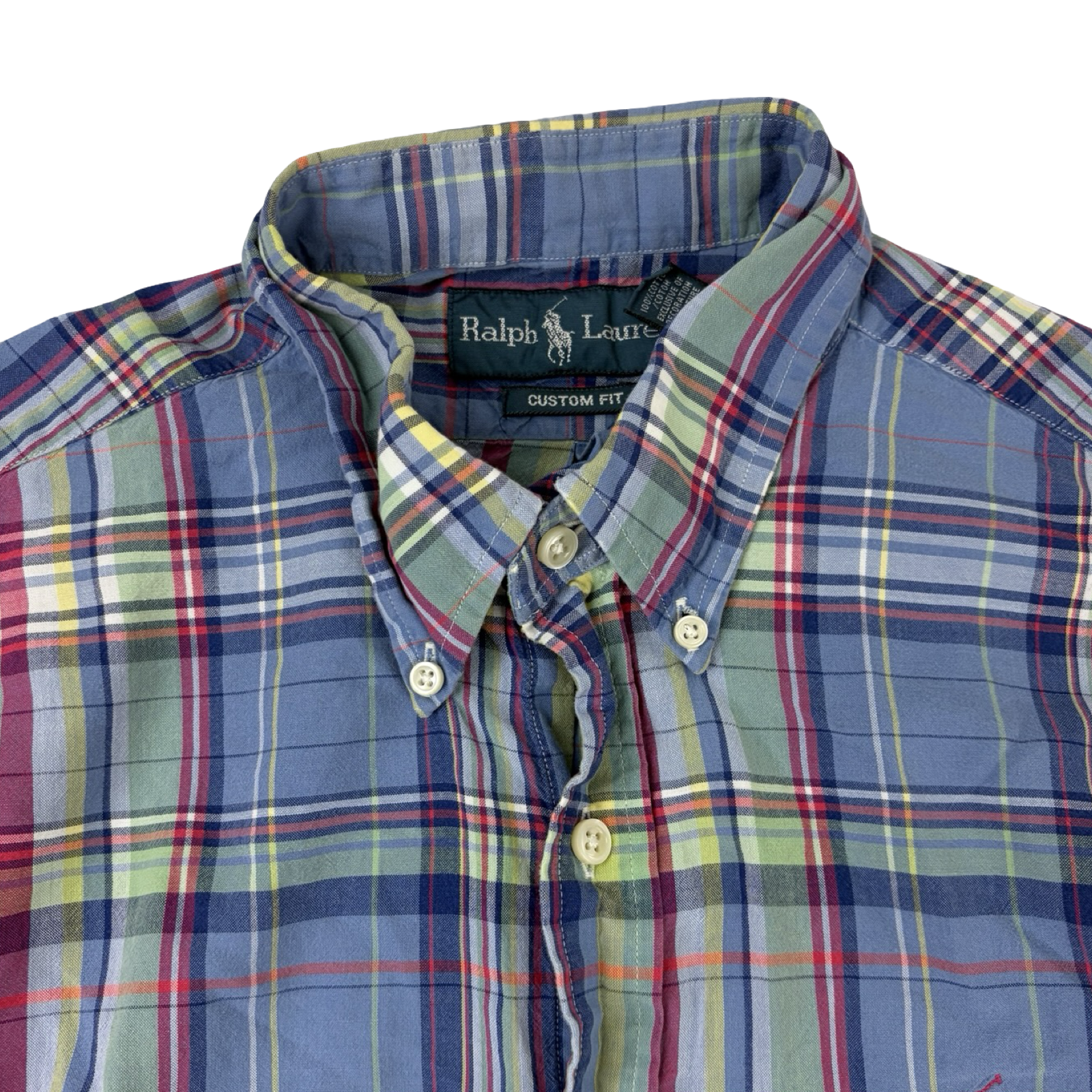 Ralph Lauren Plaid Short Sleeve Button Up Blue