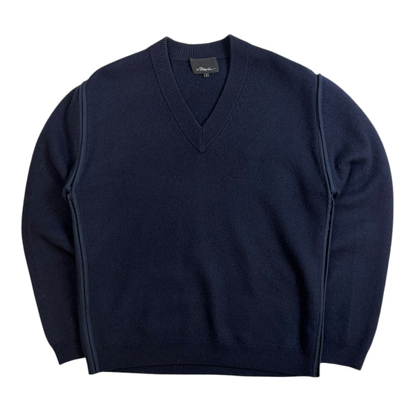 3.1 Phillip Lim V-Neck Knit Sweater Navy