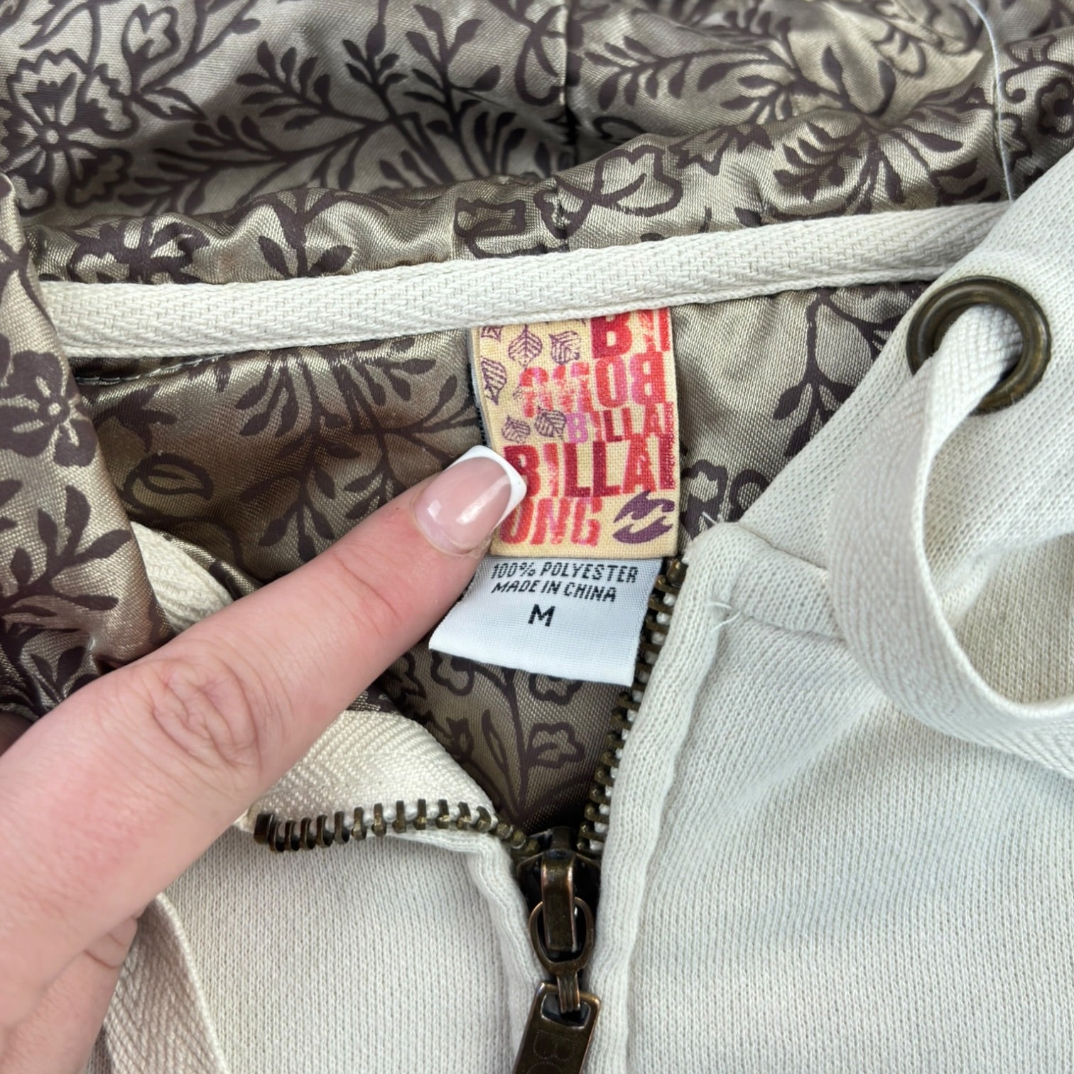 (W) Y2K Billabong Zip Up Hoodie White