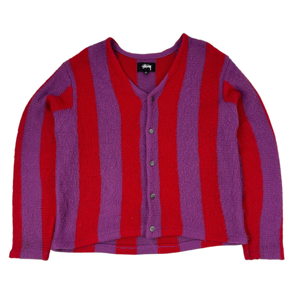 Stussy Stripe Brushed Cardigan Purple/Red
