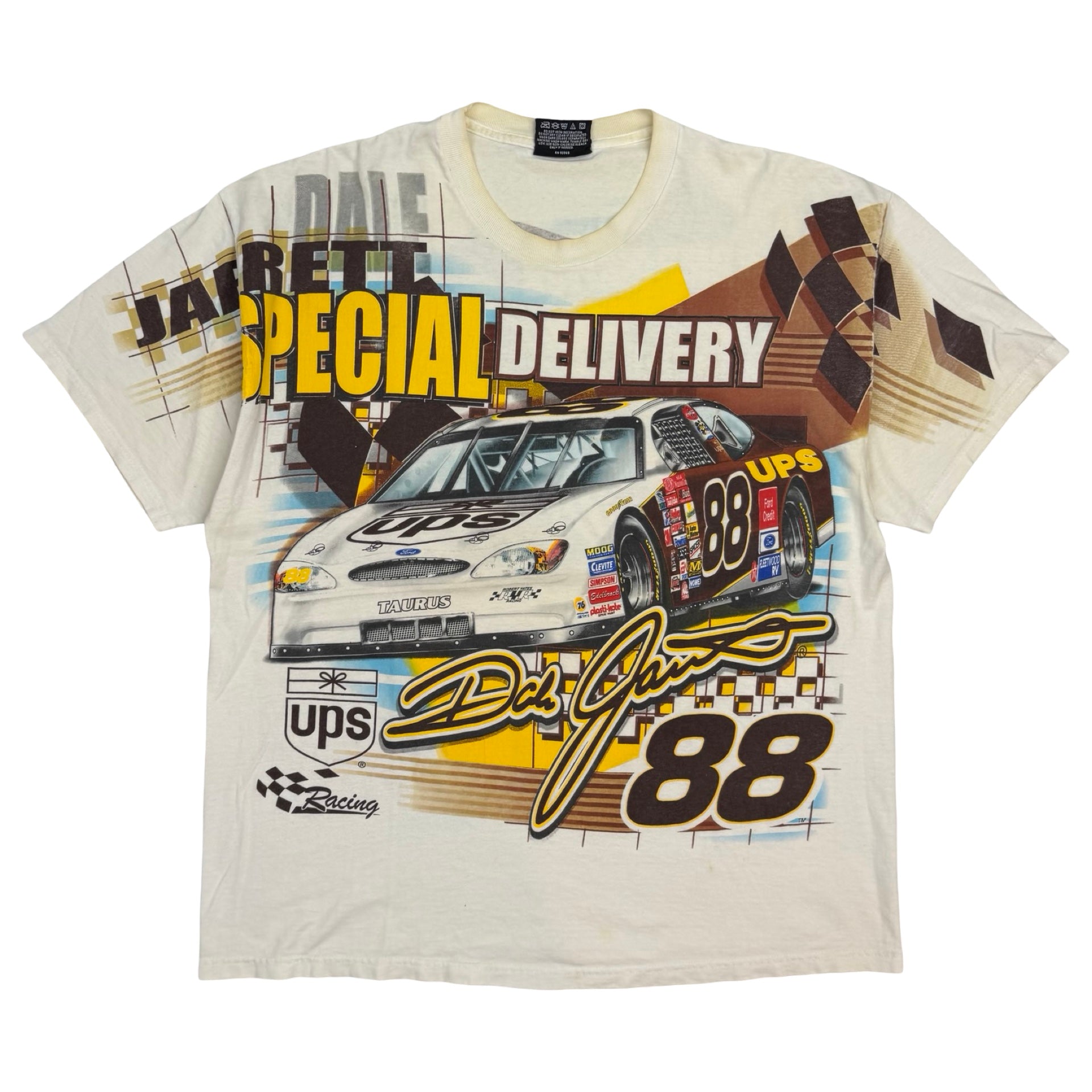 Vintage Dale Jarrett NASCAR UPS Chase Authentics Tee White