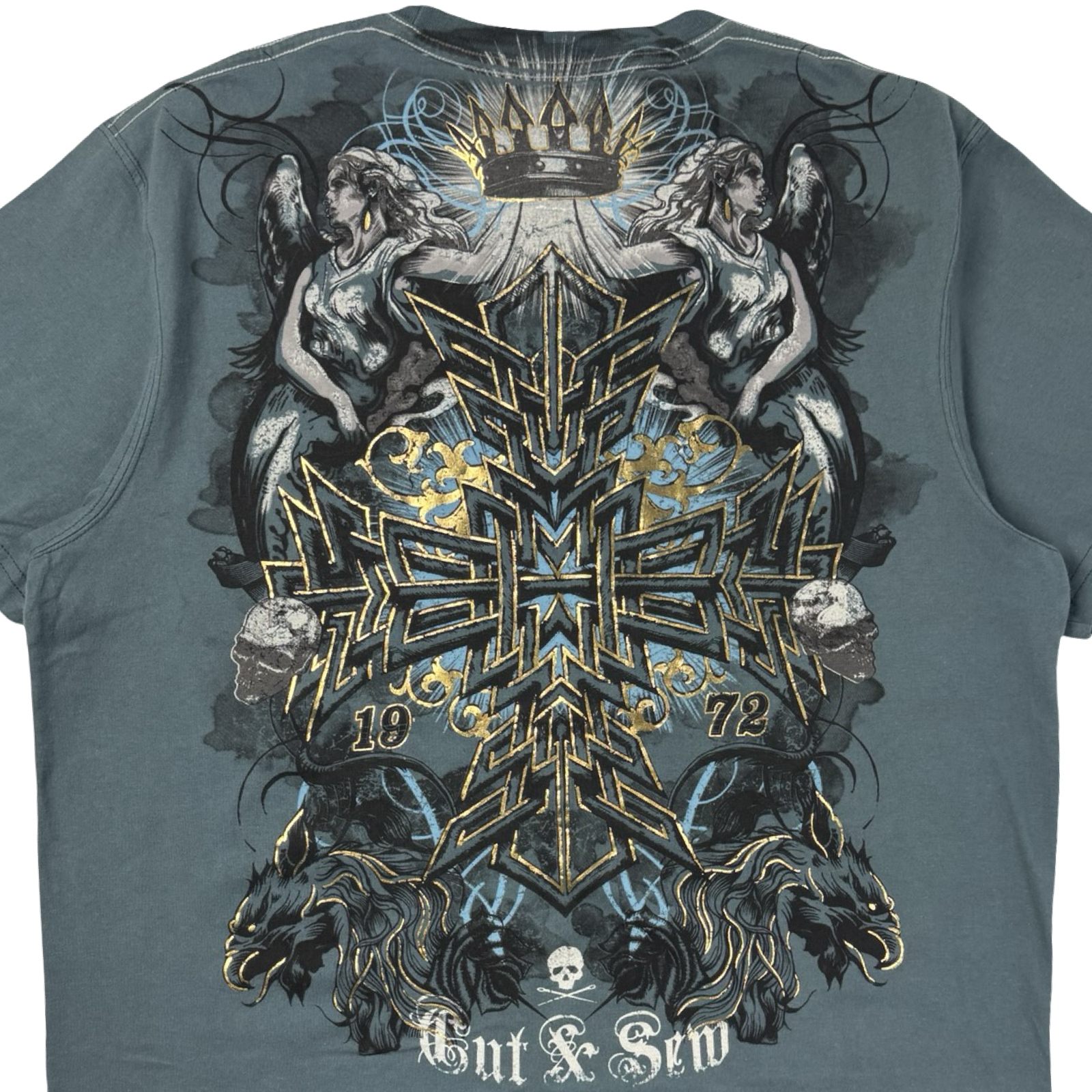 Y2K Marc Eckō Cut & Sew Cyber Gothic Cross Sleaze T-Shirt