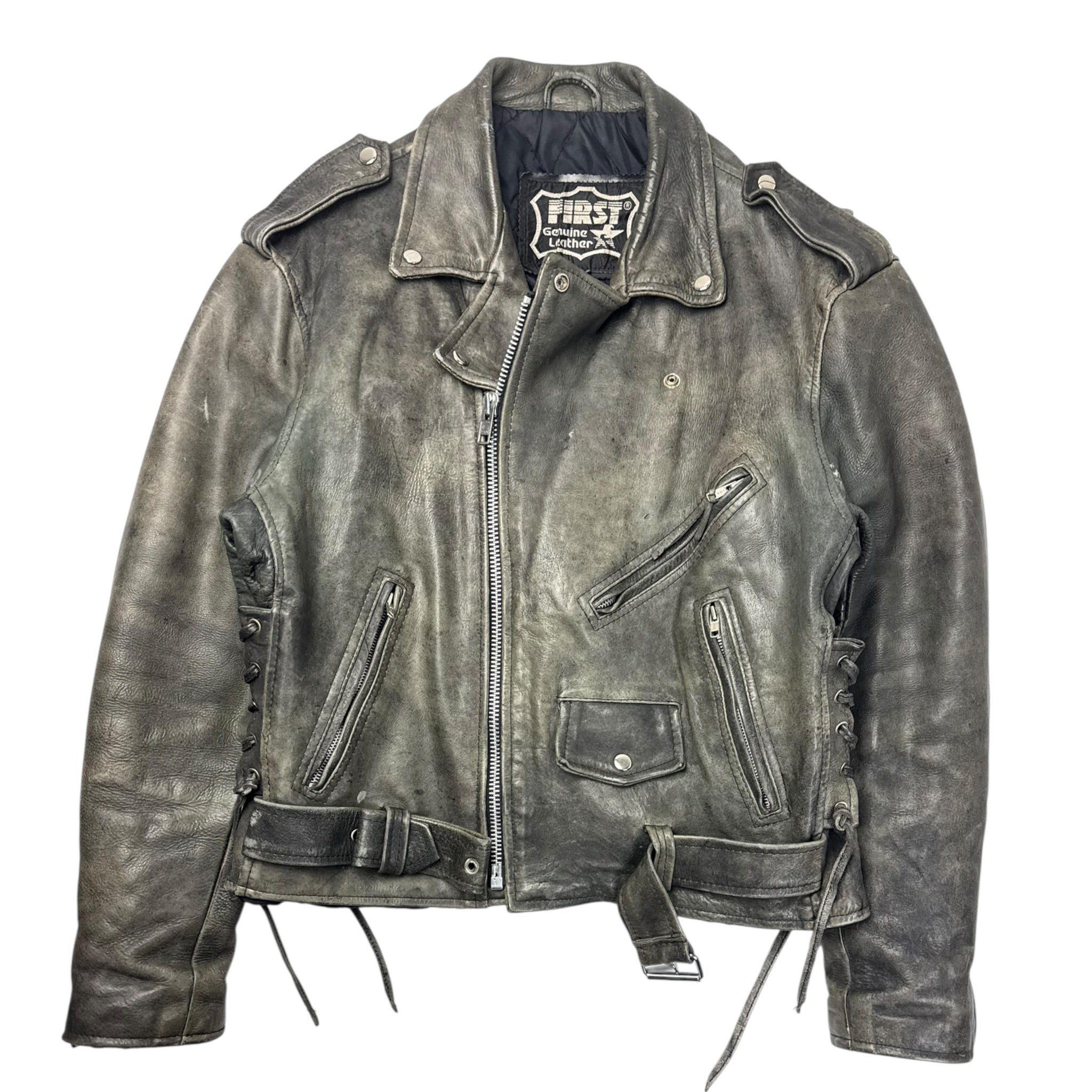 Vintage First Genuine Leather Biker Jacket