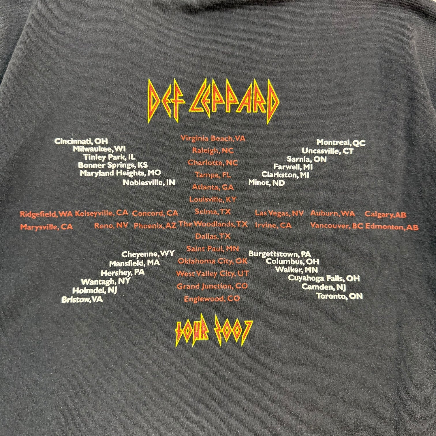 2007 Def Leppard Tour Tee Black