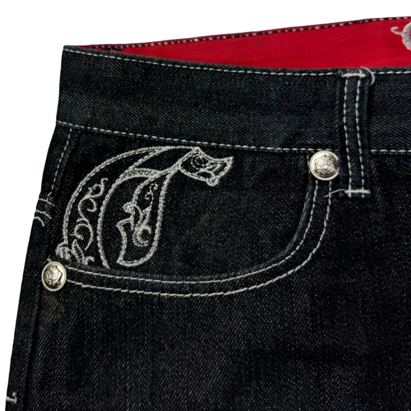 Vintage Y2K Crown Holder Old English Embroidered Jorts