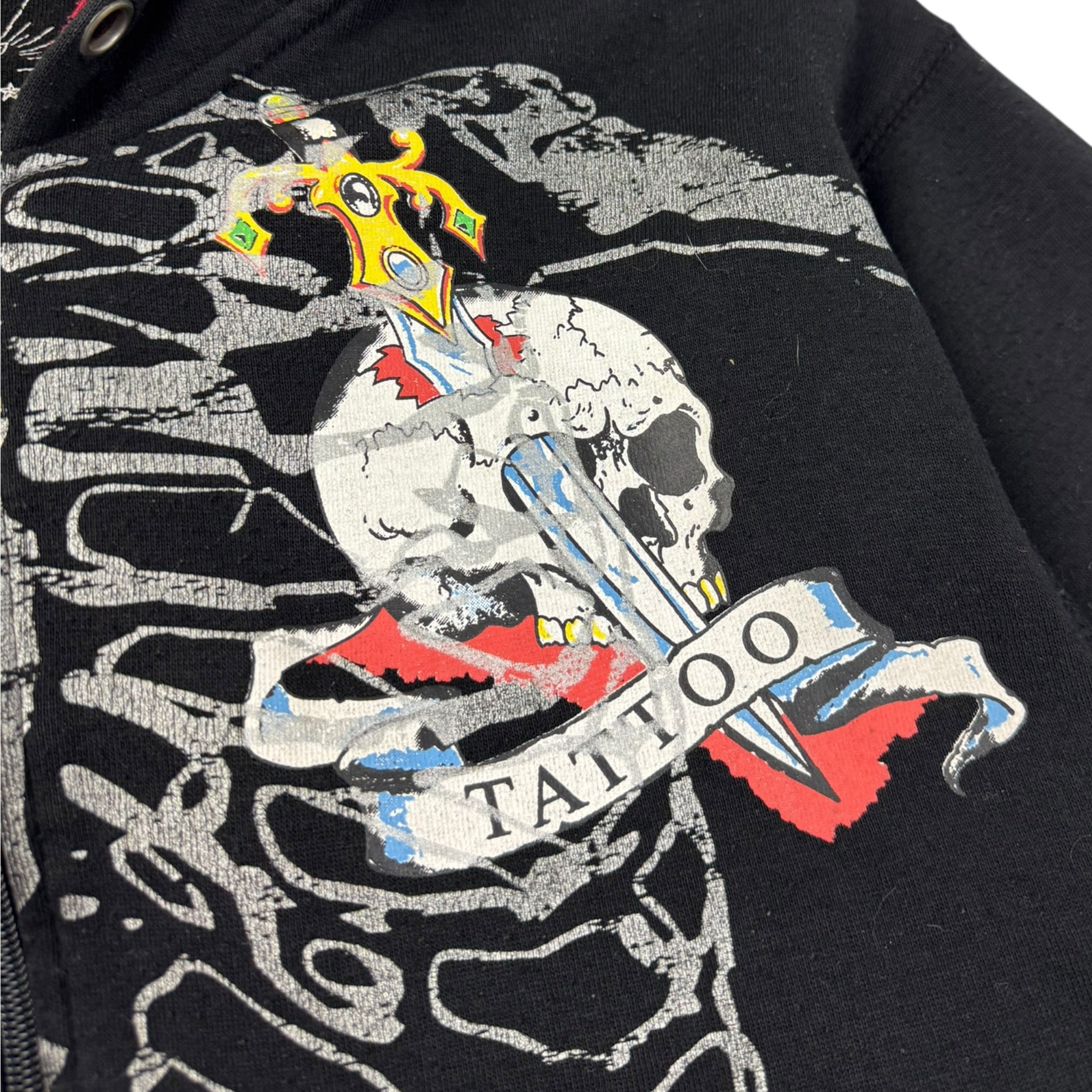 Vintage Vision Streetwear Skeleton Zip Up Hoodie