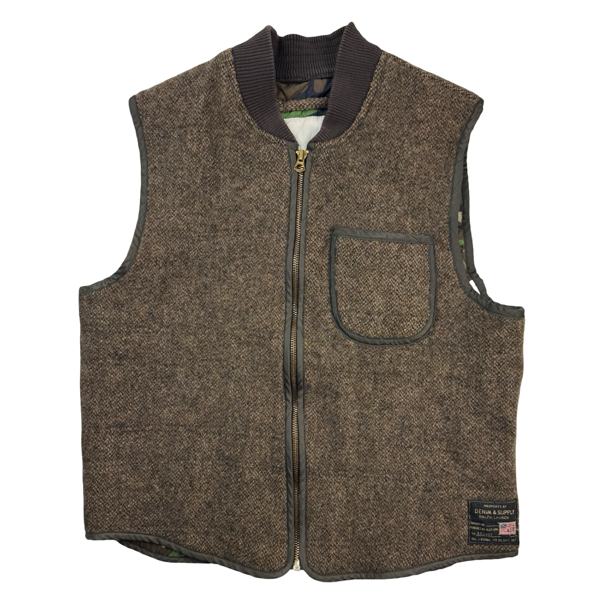 Vintage Ralph Lauren Denim & Supply Wool Vest Brown/Camo
