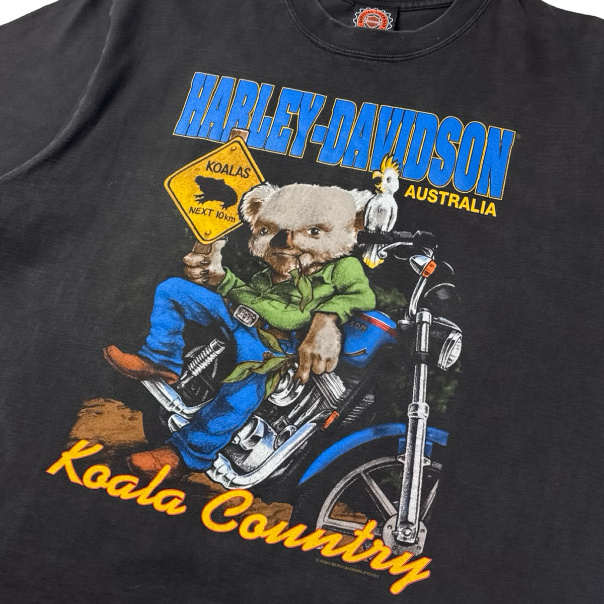 1996 Harley Davidson Koala Coutry Australia T-Shirt Faded Black
