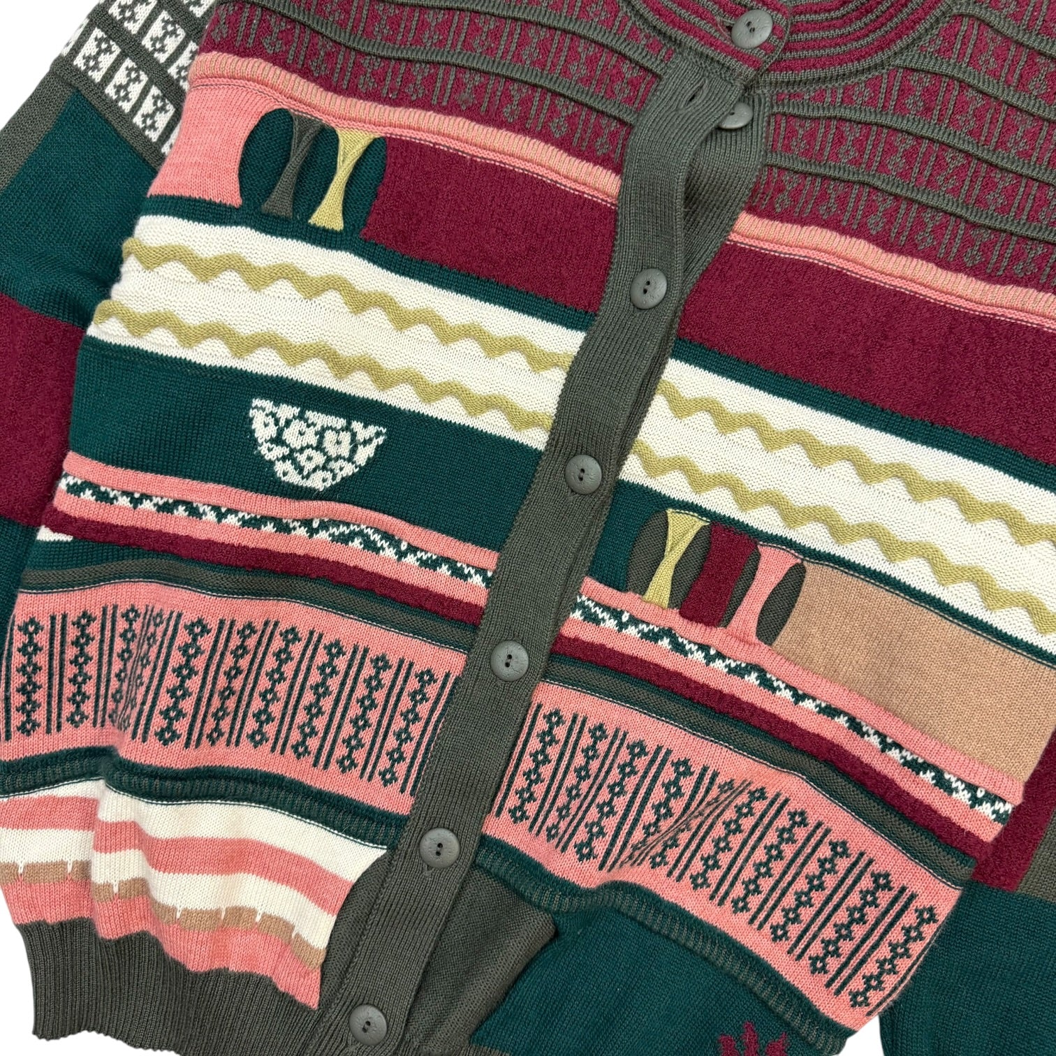 Vintage Oskar Hang Knit Cardigan Red/Pink/Green