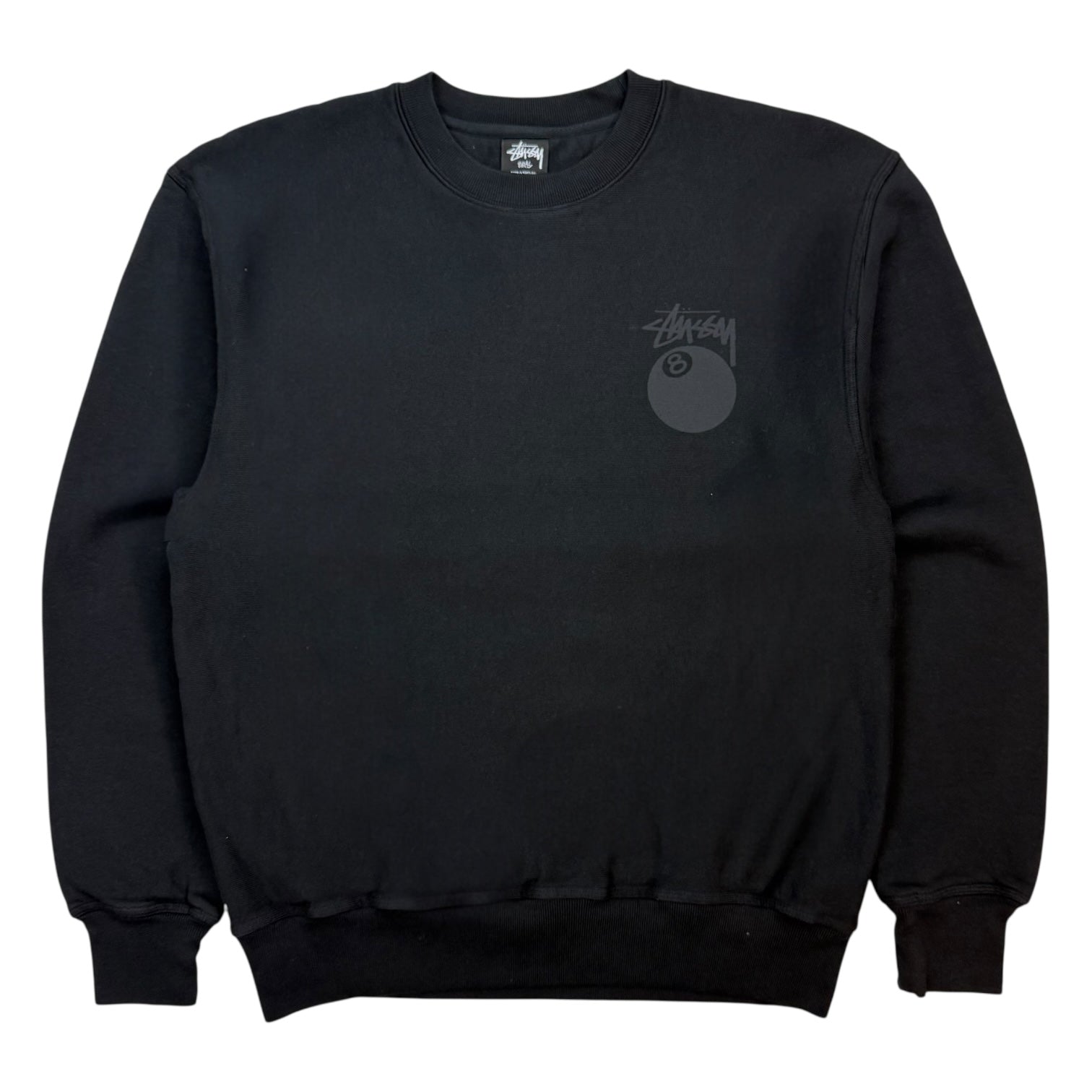 Stussy 8 Ball Pigment Dyed Crewneck Black
